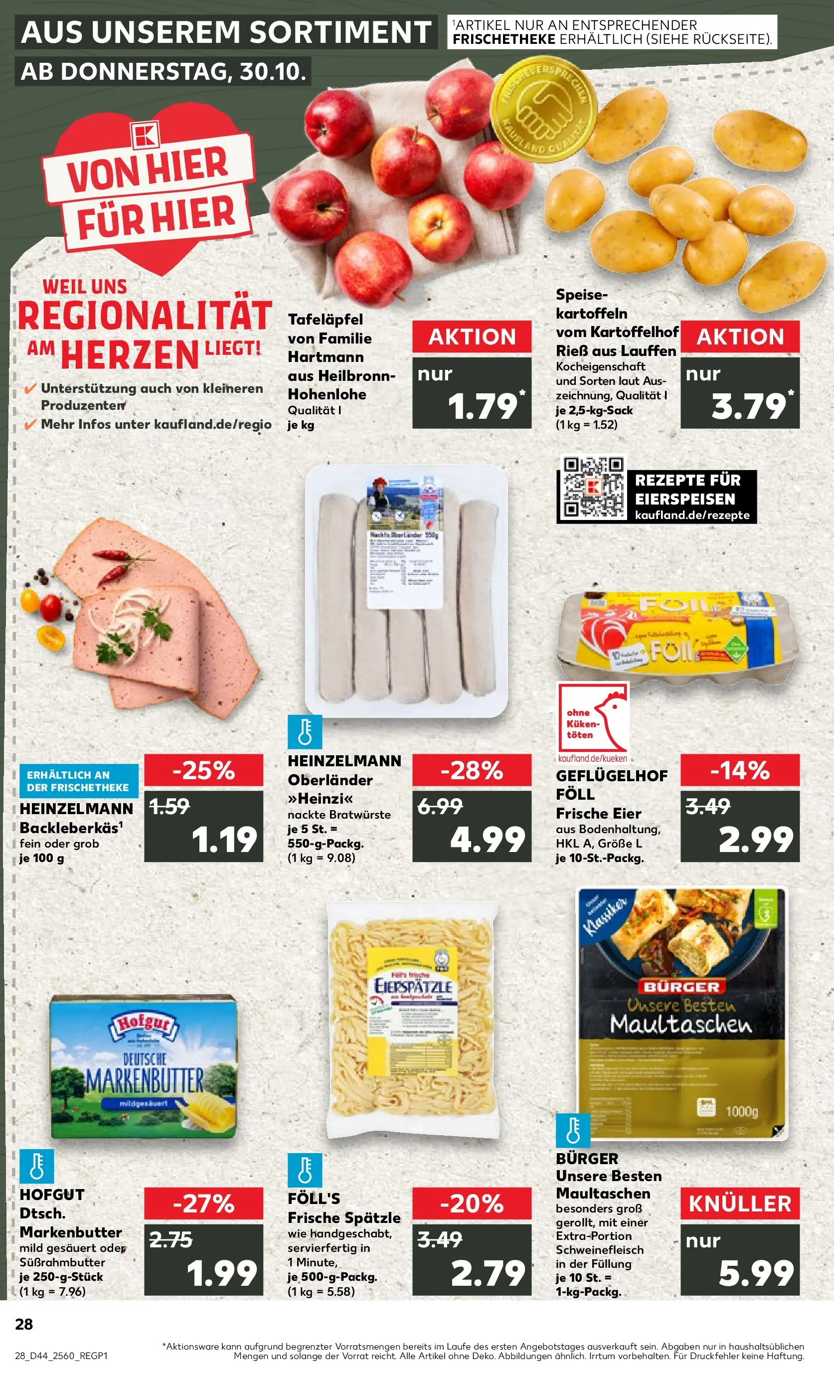 Prospekt Kaufland ab 03.11.2025 » Angebote Online zum Blättern | Seite: 28 | Produkte: Butter, Burger, Kartoffeln, Maultaschen
