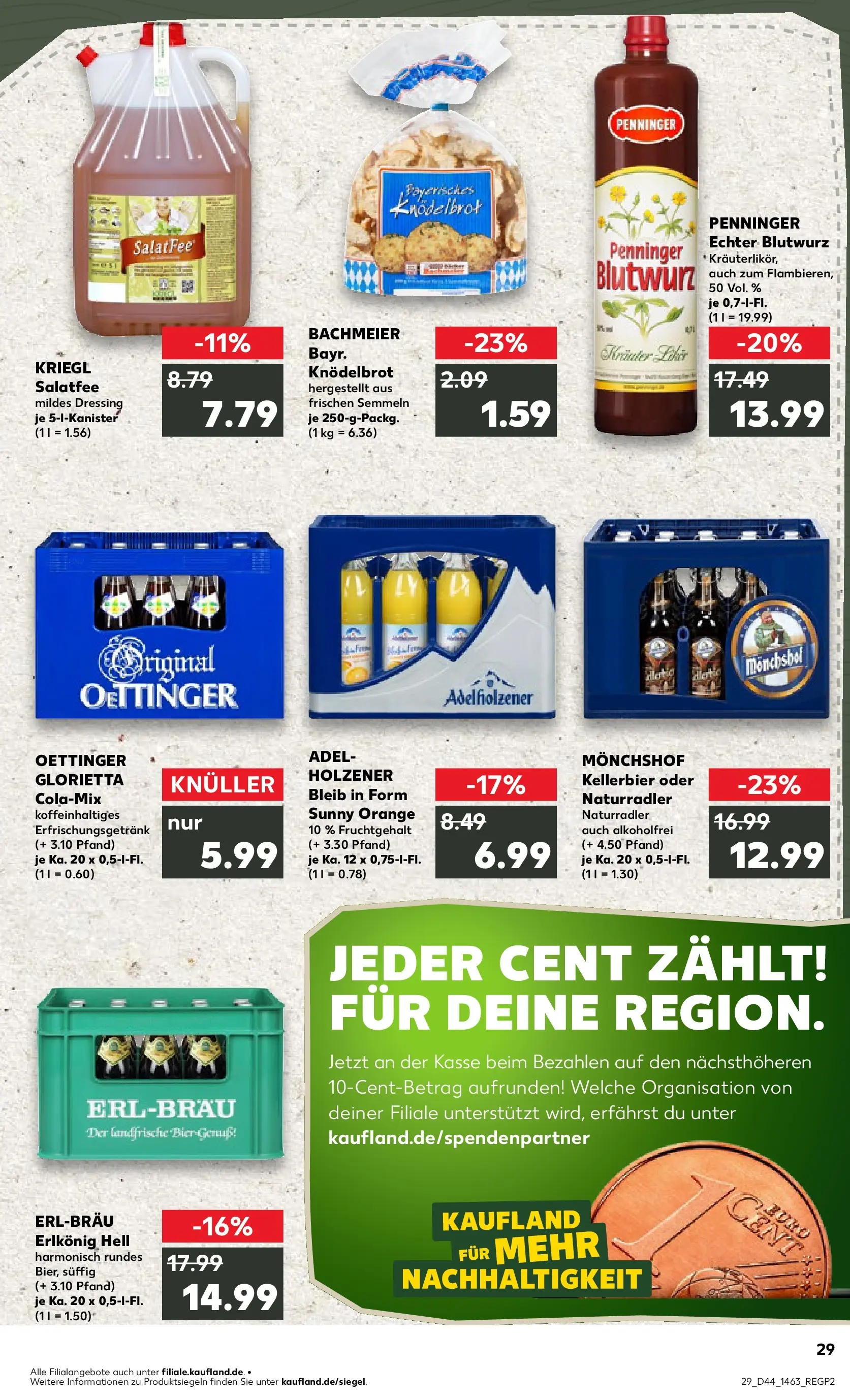Prospekt Kaufland ab 02.11.2025 » Angebote Online zum Blättern | Seite: 29 | Produkte: Monchshof, Dressing, Oettinger, Salat