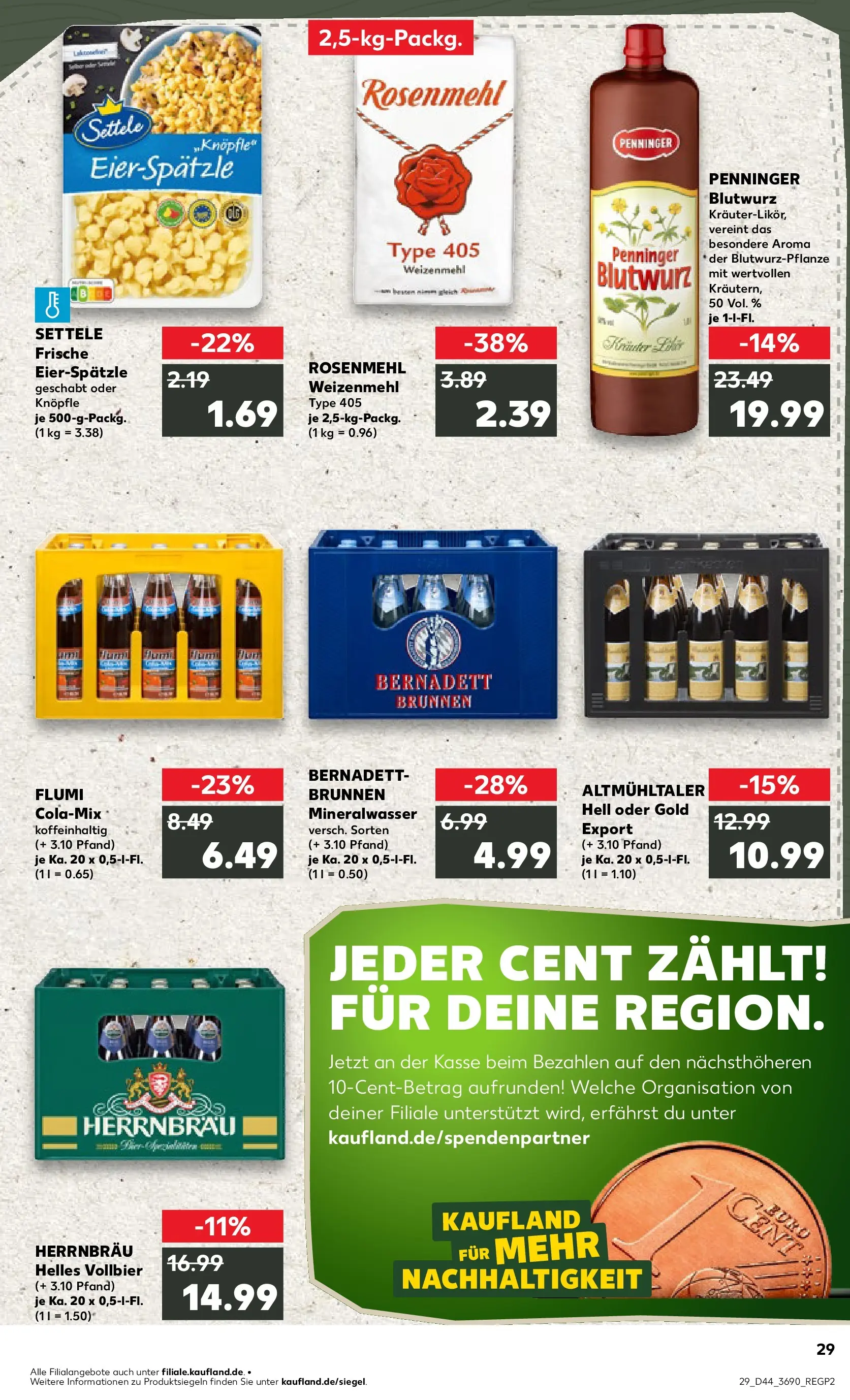 Prospekt Kaufland ab 03.11.2025 » Angebote Online zum Blättern | Seite: 29 | Produkte: Cola, Weizenmehl, Mineralwasser
