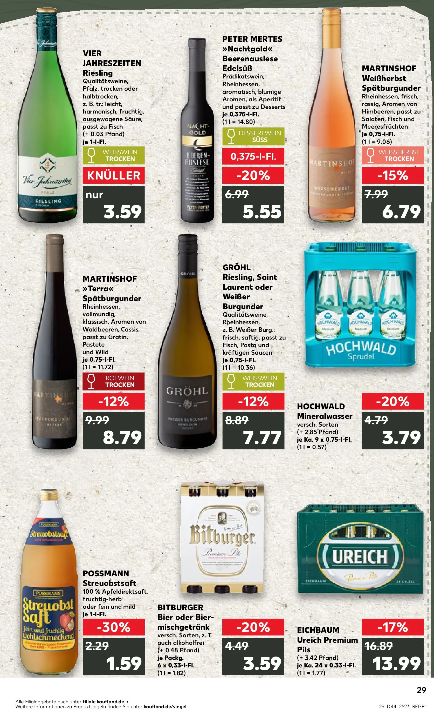 Prospekt Kaufland ab 03.11.2025 » Angebote Online zum Blättern | Seite: 29 | Produkte: Bitburger, Bier, Weißwein trocken, Pils
