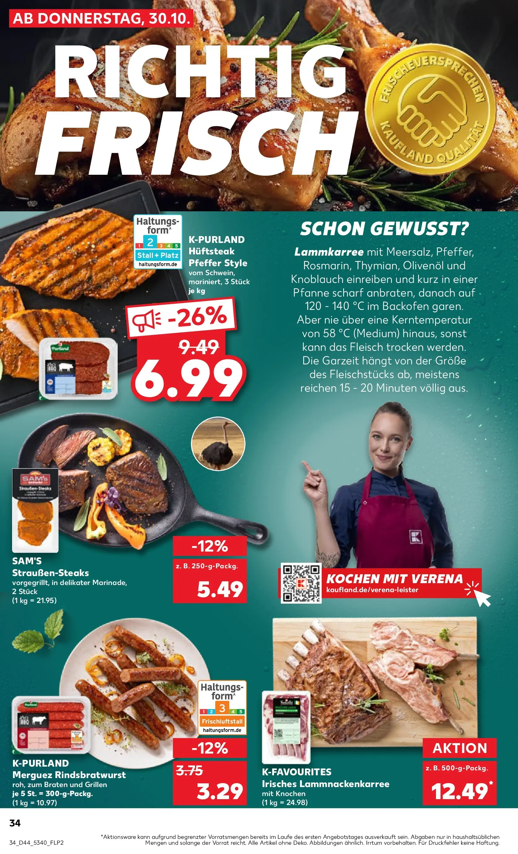 Prospekt Kaufland ab 03.11.2025 » Angebote Online zum Blättern | Seite: 34 | Produkte: Olivenol, Backofen, Steak, Fleisch