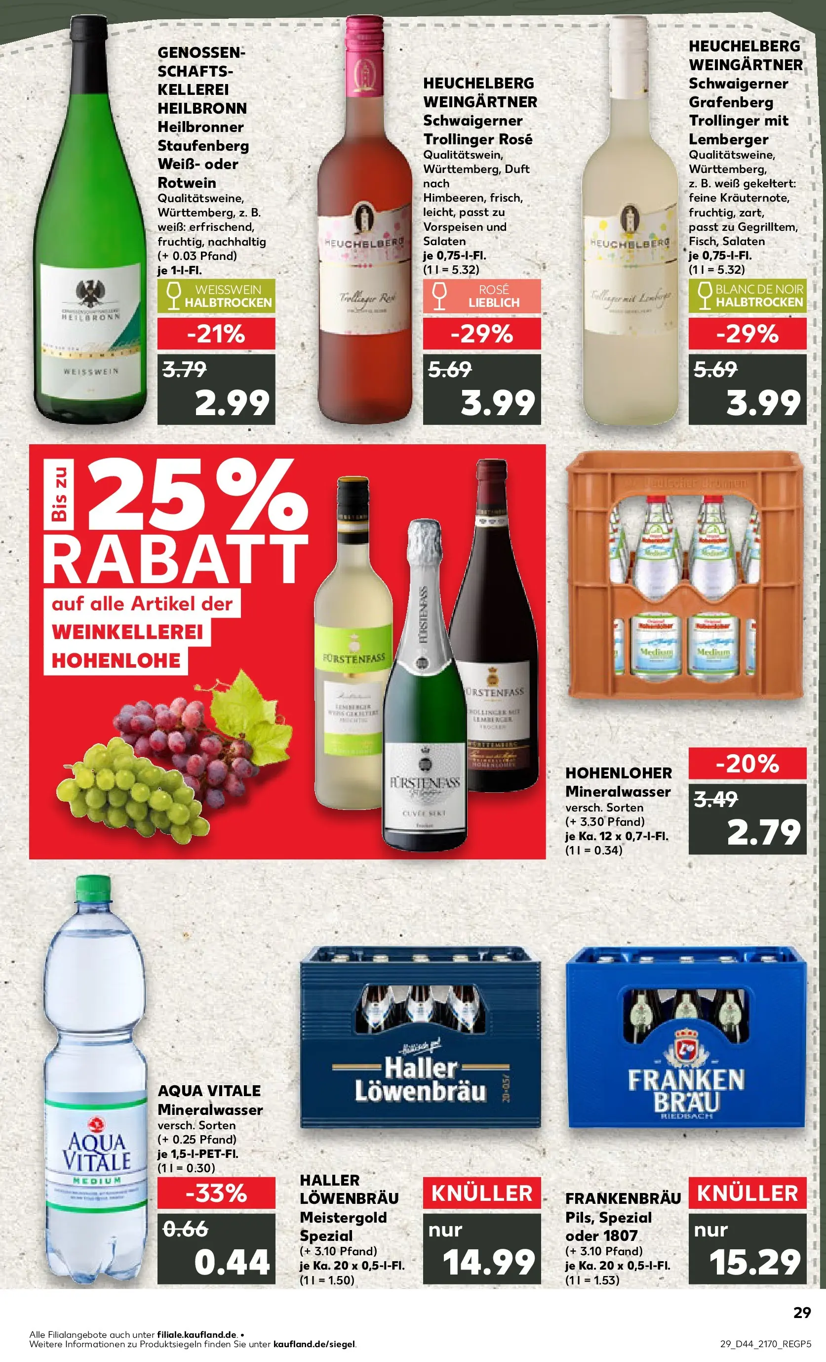 Prospekt Kaufland ab 03.11.2025 » Angebote Online zum Blättern | Seite: 29 | Produkte: Weißwein, Rotwein, Duft, Mineralwasser
