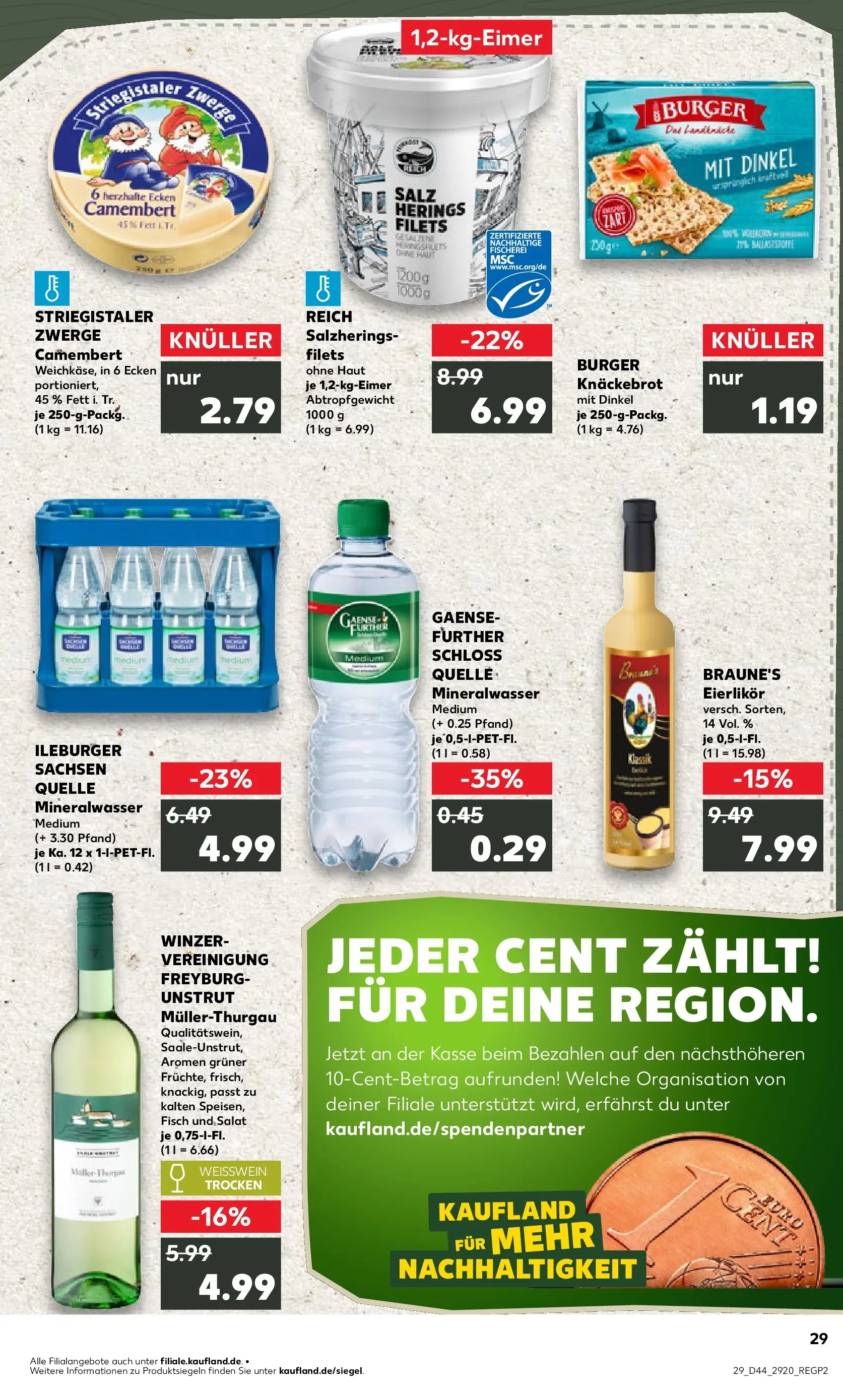 Prospekt Kaufland ab 03.11.2025 » Angebote Online zum Blättern | Seite: 29 | Produkte: Burger, Mineralwasser, Fisch, Salz