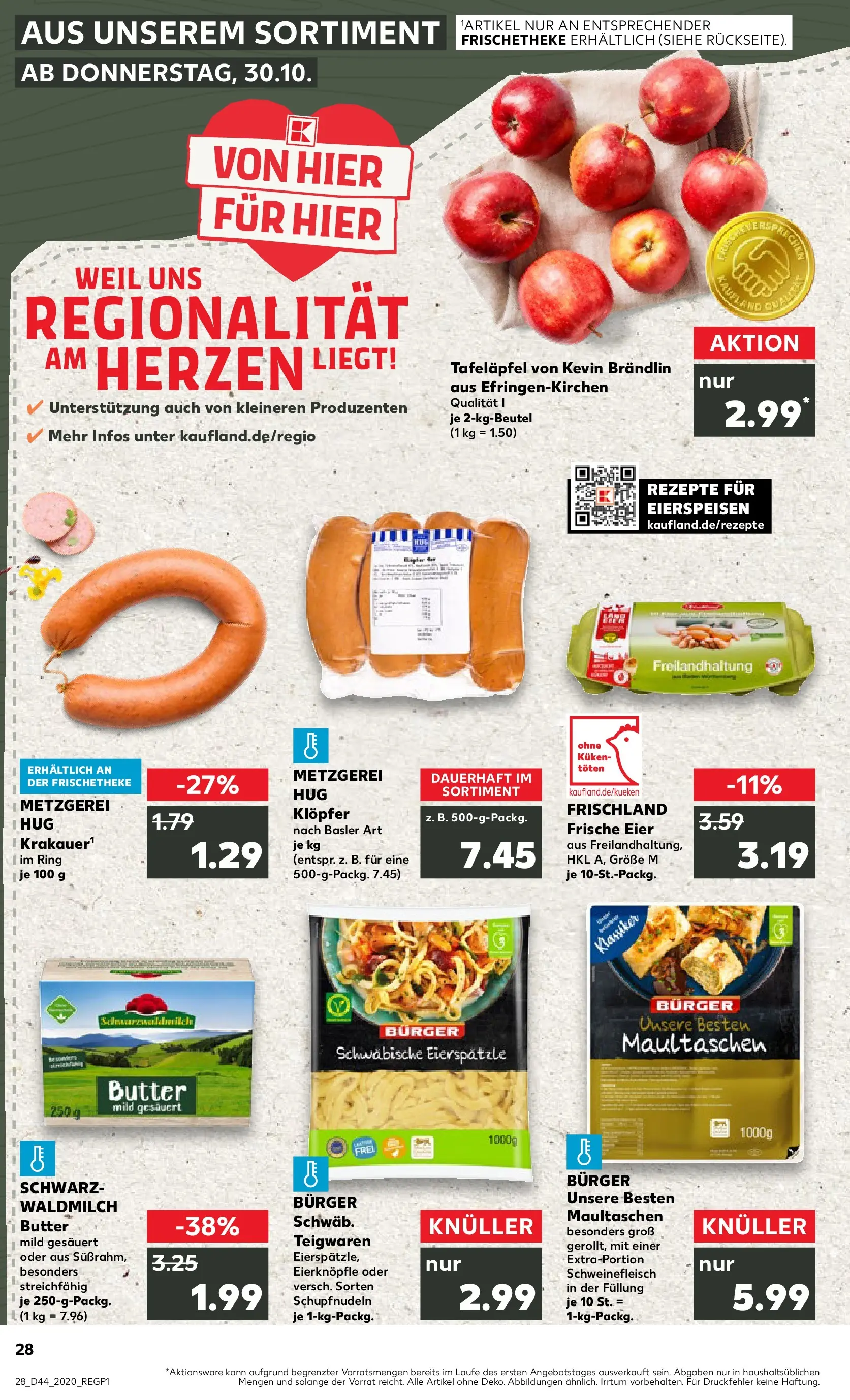 Prospekt Kaufland ab 03.11.2025 » Angebote Online zum Blättern | Seite: 28 | Produkte: Butter, Eier, Pasta, Schweinefleisch