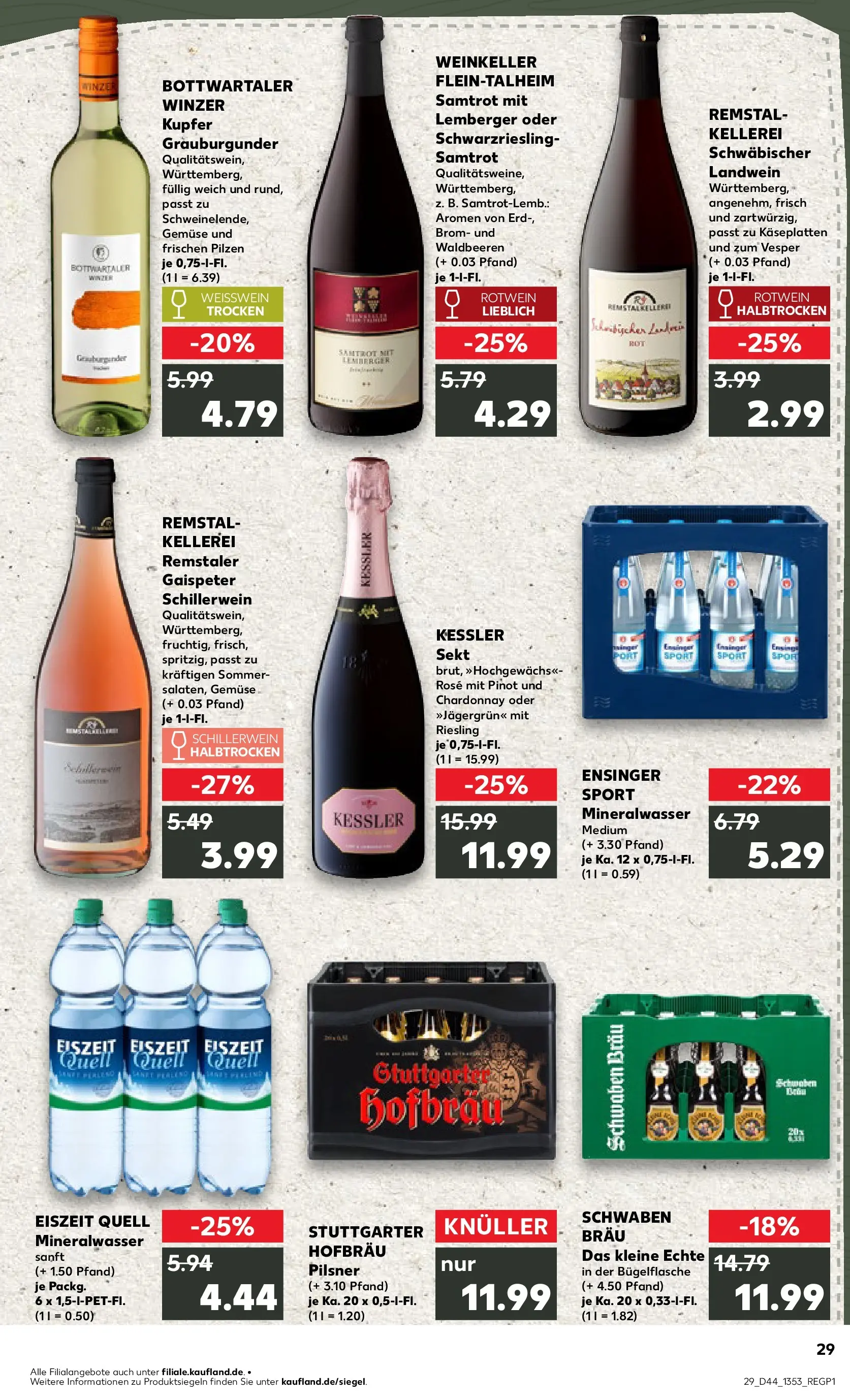 Prospekt Kaufland ab 03.11.2025 » Angebote und Werbung Online | Seite: 29 | Produkte: Weißwein, Rotwein, Rotwein trocken, Mineralwasser Prospekt Kaufland ab 03.11.2025 » Angebote Online zum Blättern | Seite: 29 | Produkte: Weißwein, Rotwein, Rotwein trocken, Mineralwasser