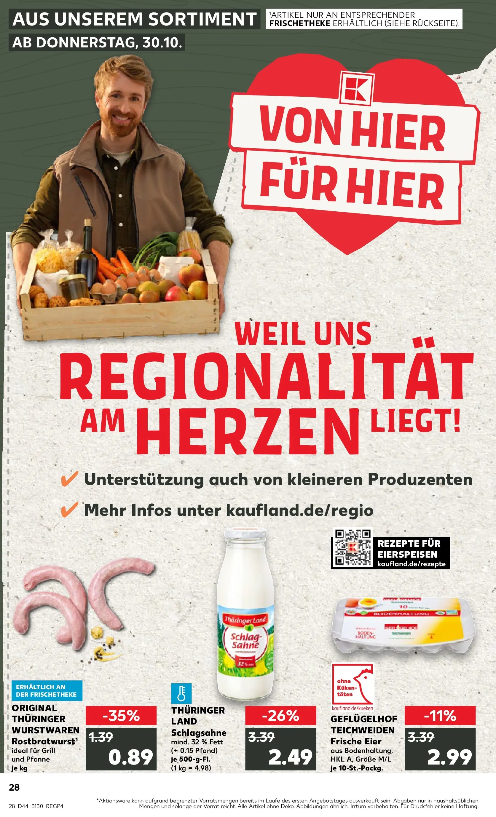 Prospekt Kaufland ab 03.11.2025 » Angebote Online zum Blättern | Seite: 28 | Produkte: Grill, Schlagsahne, Eier, Sahne