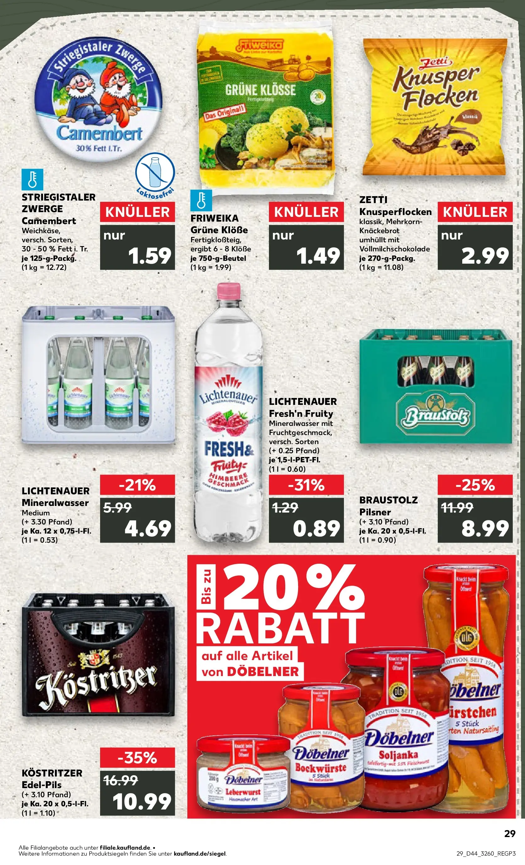 Prospekt Kaufland ab 03.11.2025 » Angebote Online zum Blättern | Seite: 29 | Produkte: Kostritzer, Mineralwasser, Himbeere, Flocken