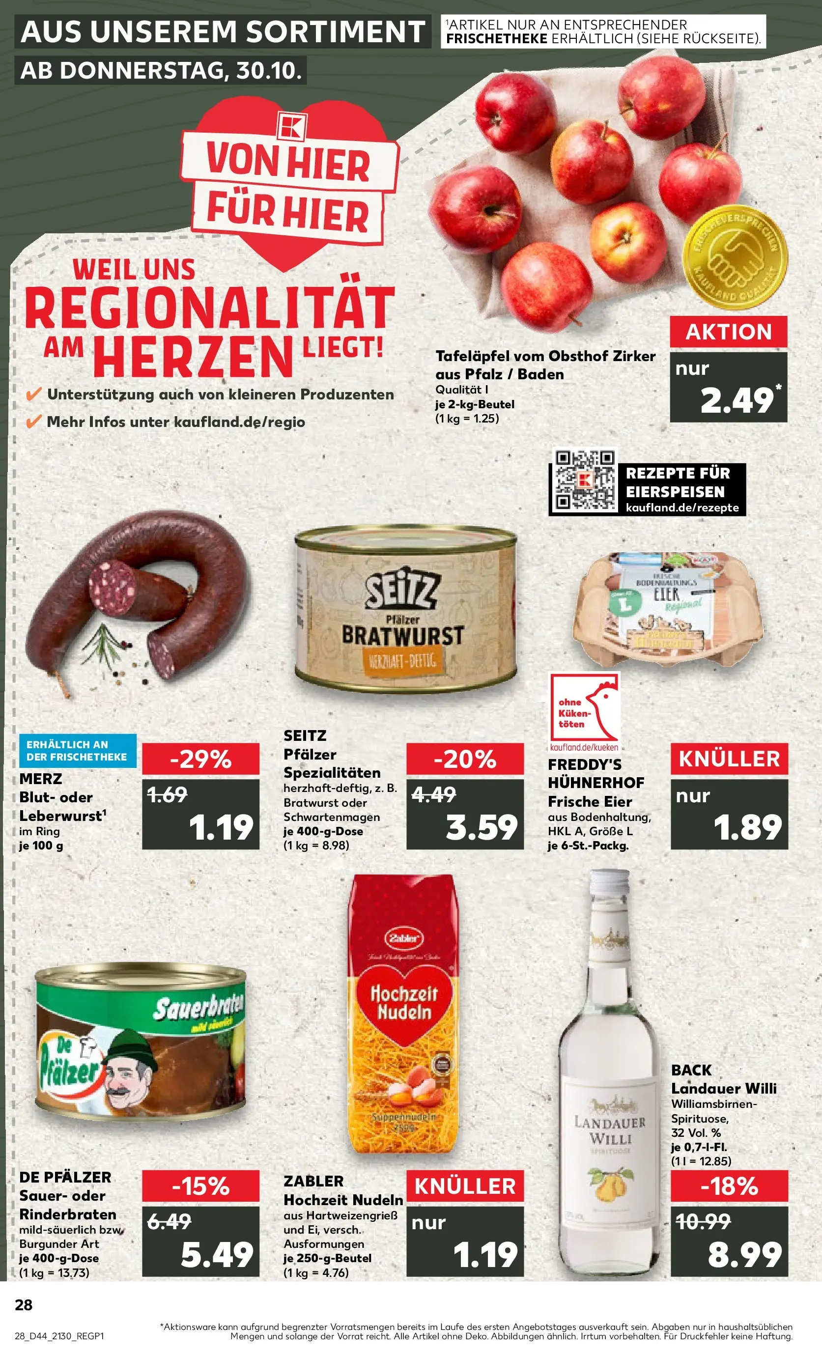 Prospekt Kaufland ab 03.11.2025 » Angebote und Werbung Online | Seite: 28 | Produkte: Rinderbraten, Eier, Bratwurst, Nudeln Prospekt Kaufland ab 03.11.2025 » Angebote Online zum Blättern | Seite: 28 | Produkte: Rinderbraten, Eier, Bratwurst, Nudeln