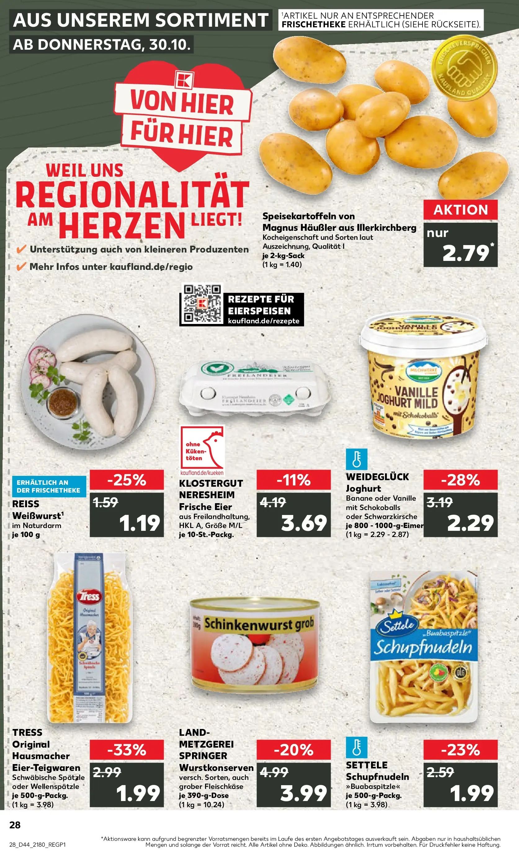 Prospekt Kaufland ab 03.11.2025 » Angebote Online zum Blättern | Seite: 28 | Produkte: Joghurt, Eier, Pasta