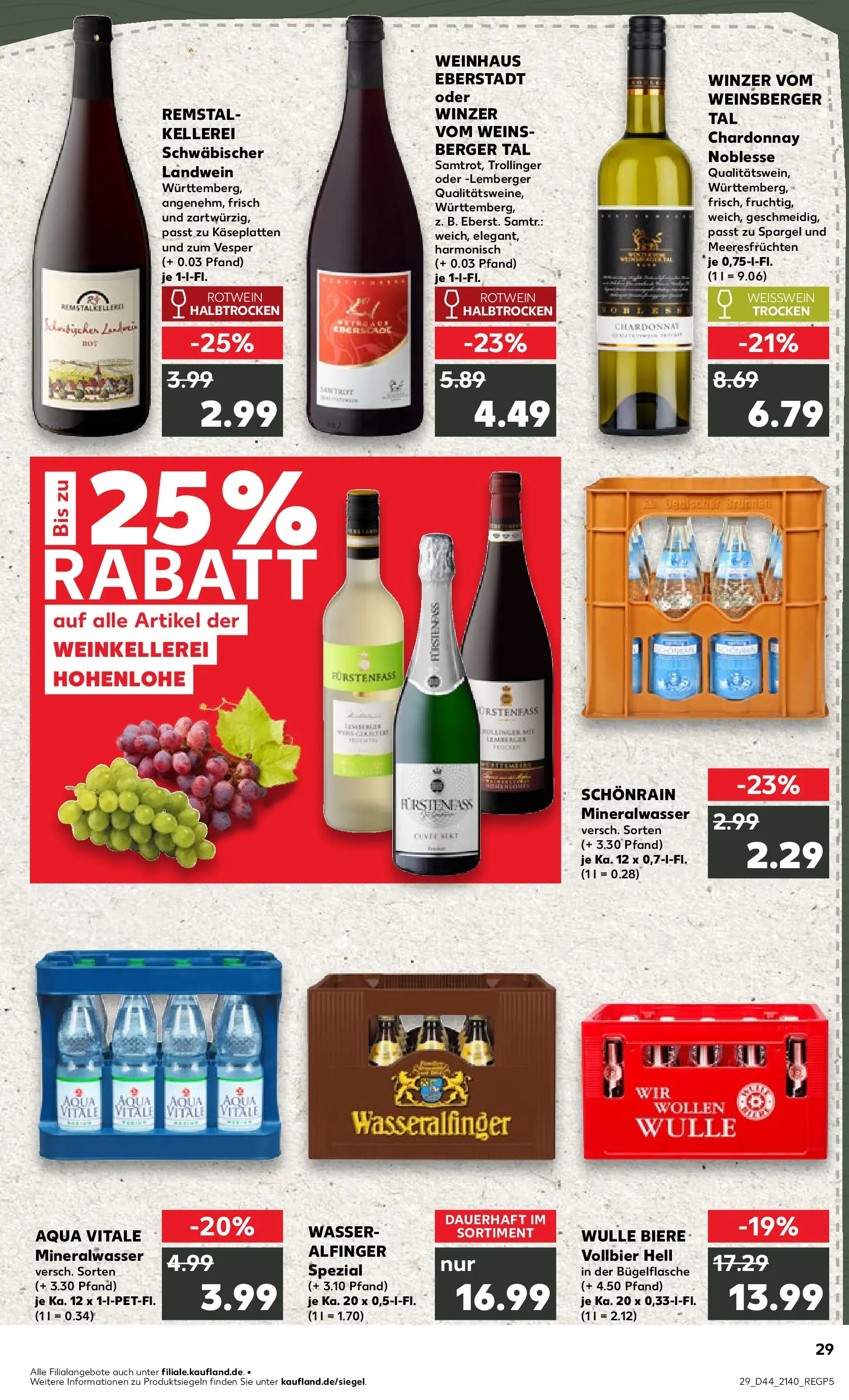 Prospekt Kaufland ab 03.11.2025 » Angebote Online zum Blättern | Seite: 29 | Produkte: Rotwein, Spargel, Mineralwasser, Wasser