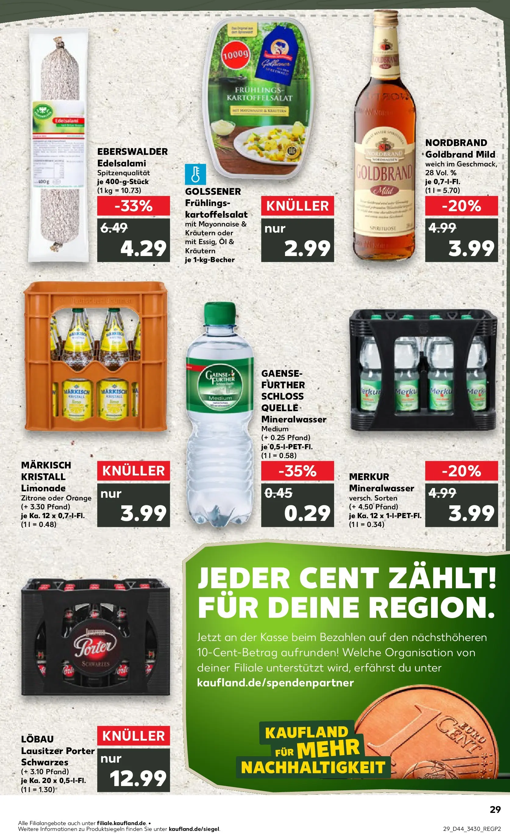Prospekt Kaufland ab 03.11.2025 » Angebote Online zum Blättern | Seite: 29 | Produkte: Limonade, Mineralwasser, Mayonnaise, Salami