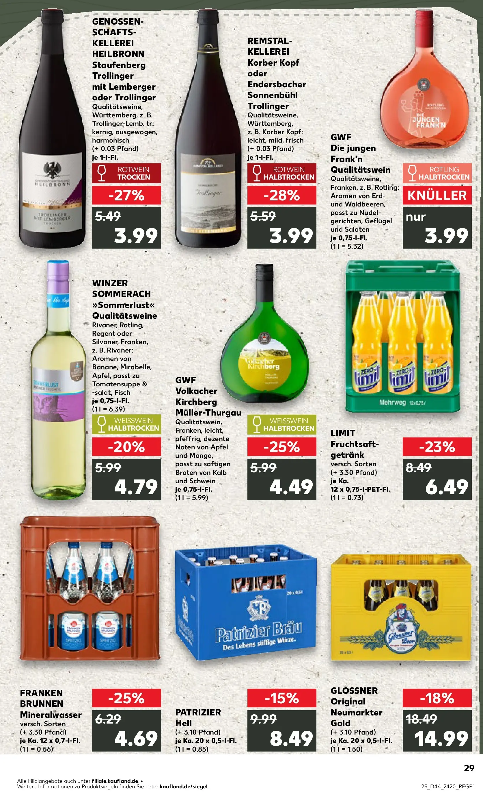 Prospekt Kaufland ab 03.11.2025 » Angebote Online zum Blättern | Seite: 29 | Produkte: Weißwein, Rotwein trocken, Mineralwasser, Fisch
