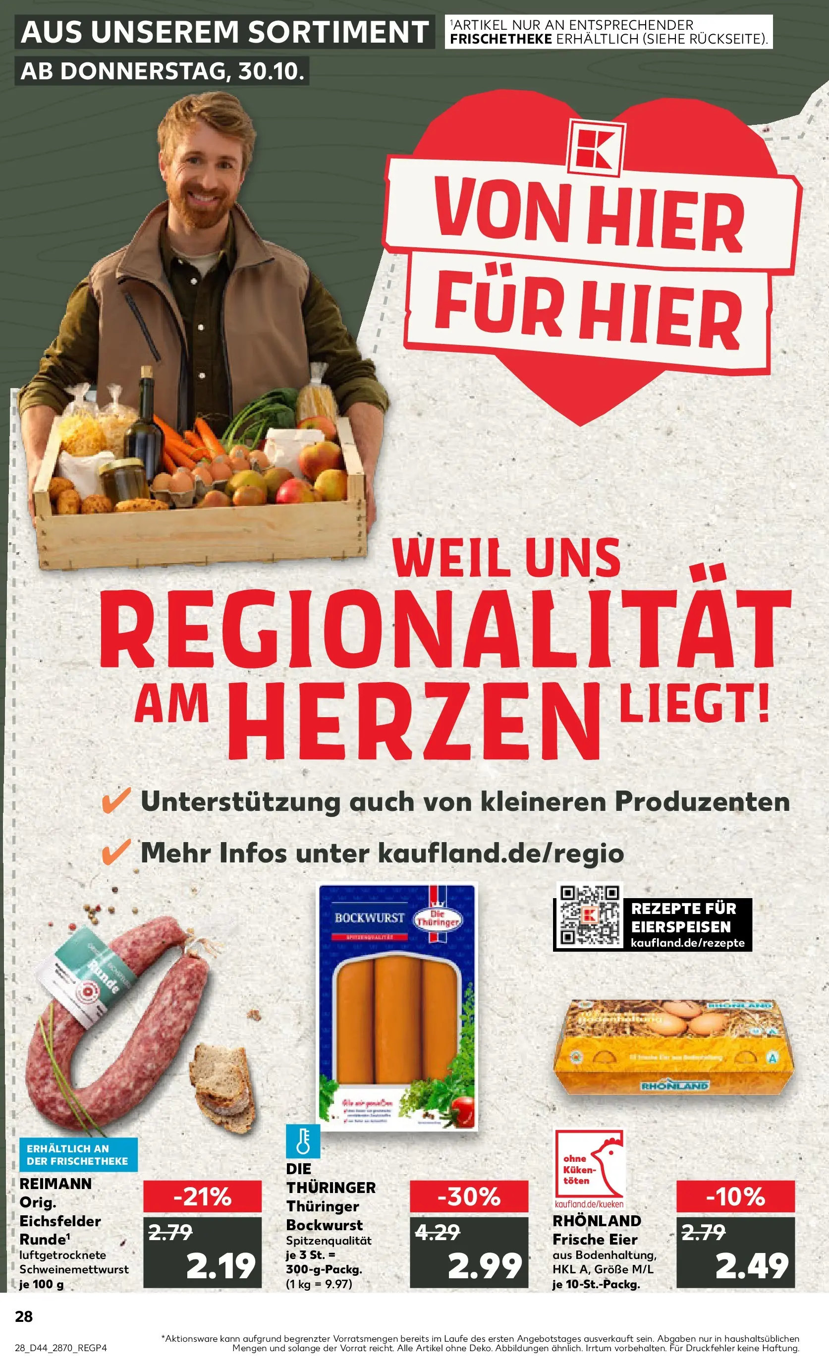 Prospekt Kaufland ab 03.11.2025 » Angebote Online zum Blättern | Seite: 28 | Produkte: Bockwurst, Eier