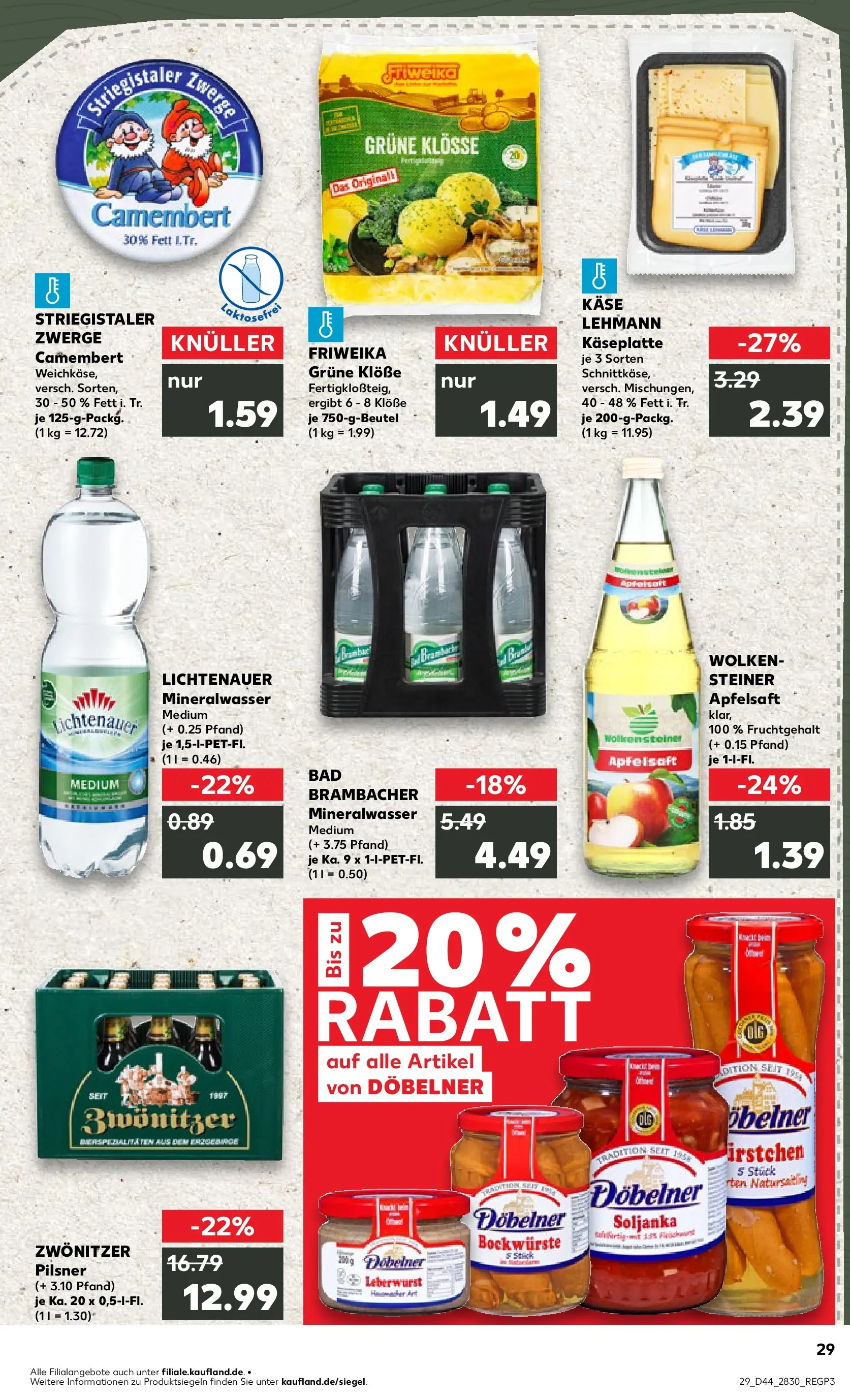 Prospekt Kaufland ab 03.11.2025 » Angebote Online zum Blättern | Seite: 29 | Produkte: Käse, Bad, Mineralwasser, Apple