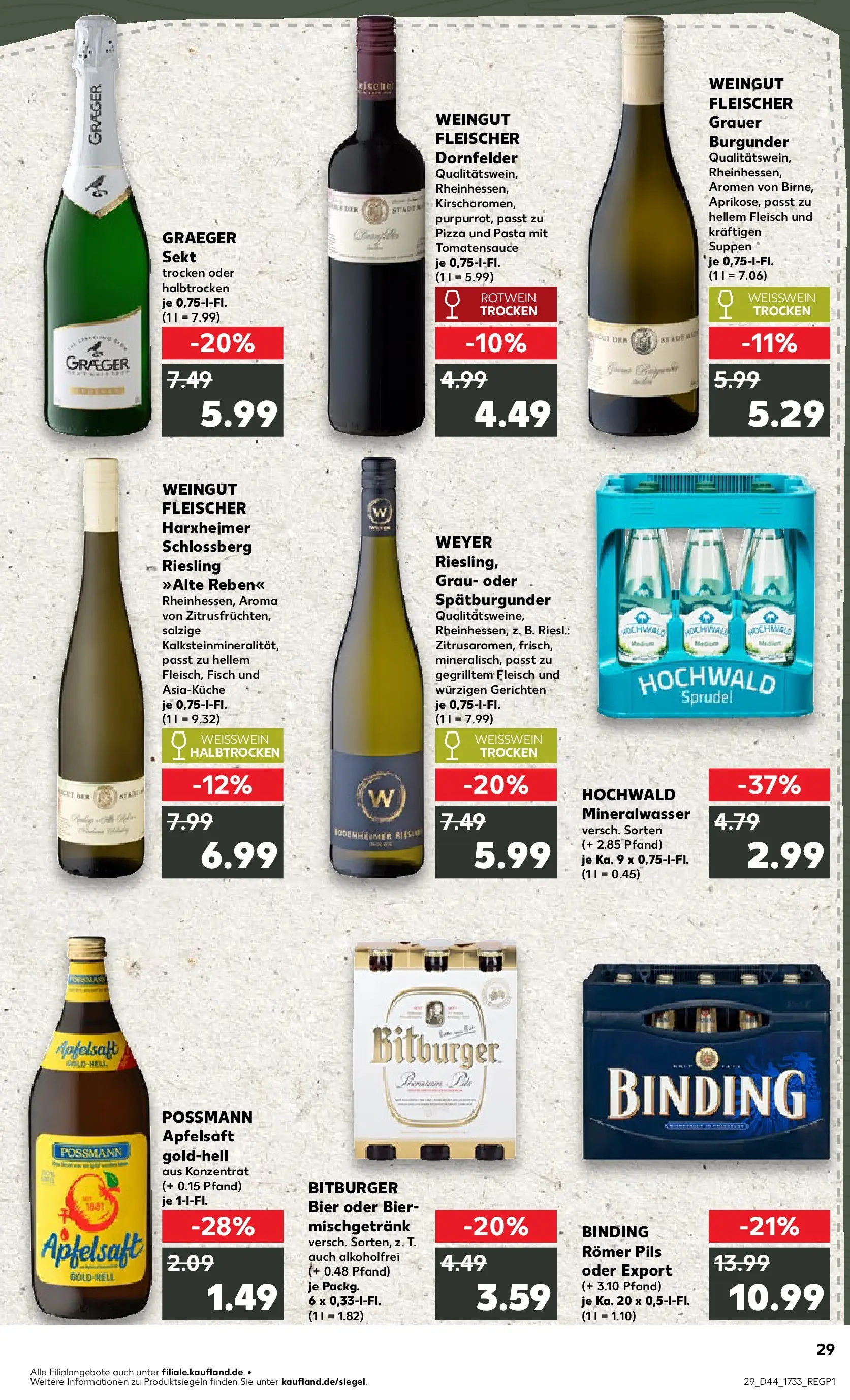 Prospekt Kaufland ab 03.11.2025 » Angebote Online zum Blättern | Seite: 29 | Produkte: Pils, Apfelsaft, Fisch, Fleisch