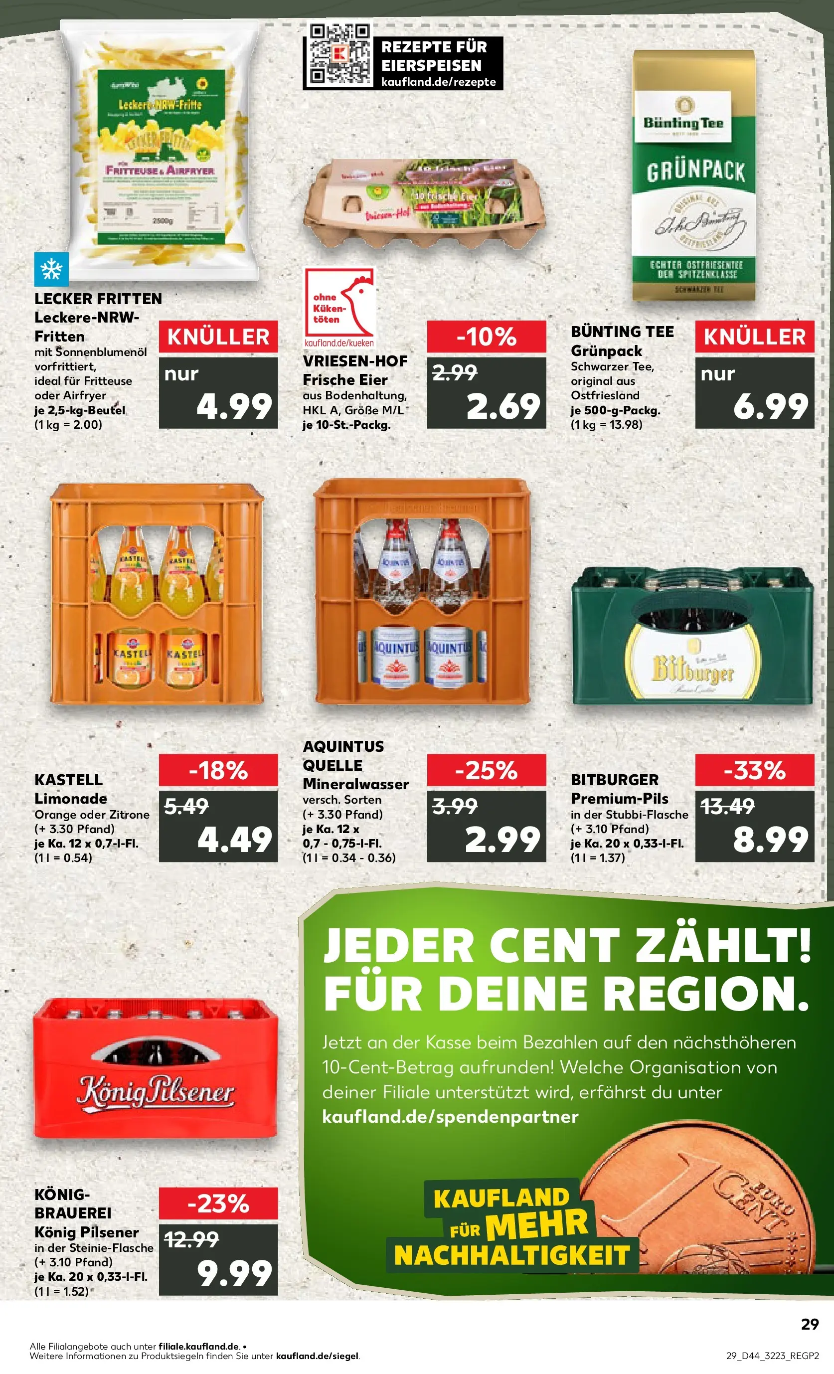 Prospekt Kaufland ab 03.11.2025 » Angebote Online zum Blättern | Seite: 29 | Produkte: Konig pilsener, Eier, Mineralwasser, Fritteuse
