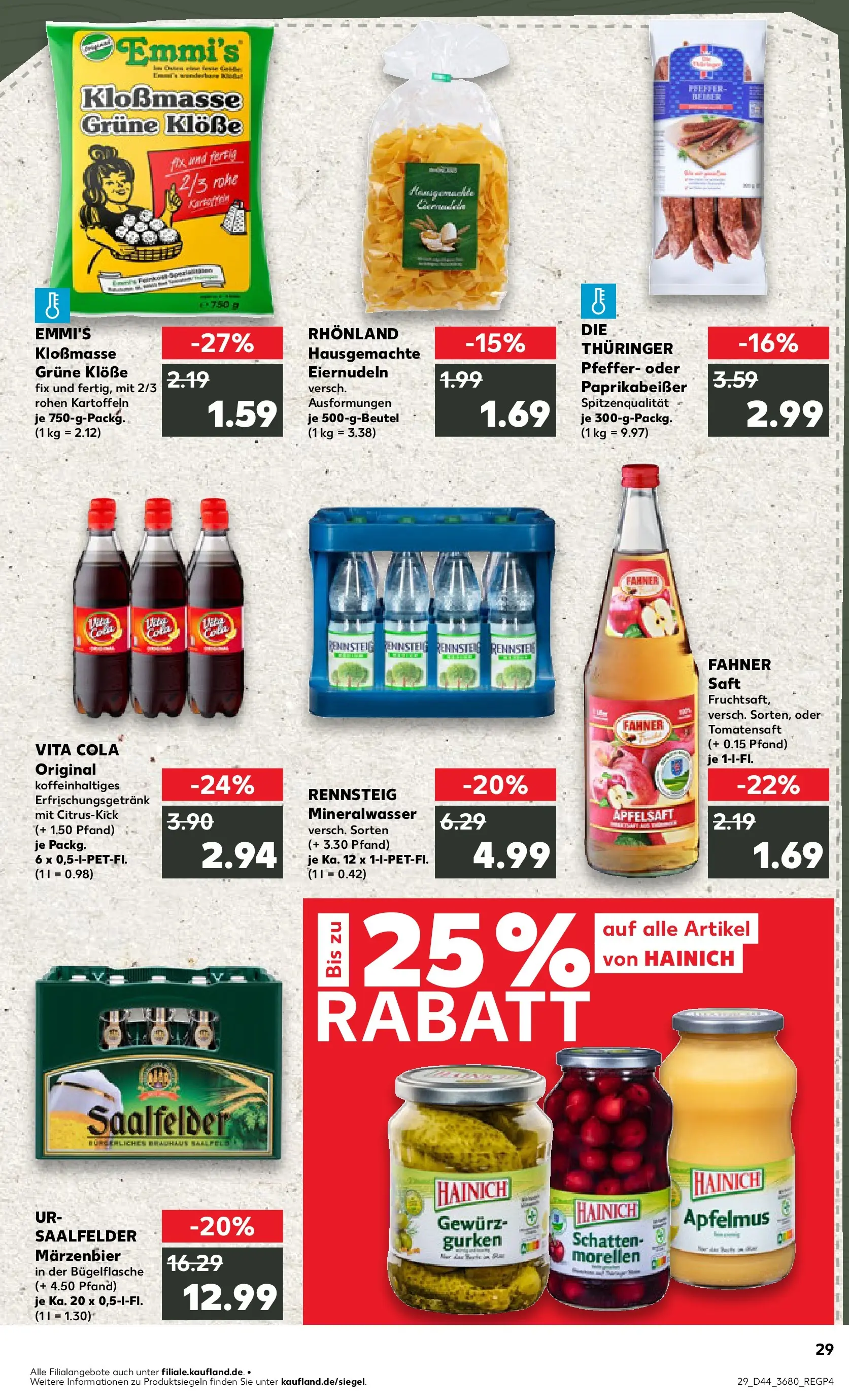 Prospekt Kaufland ab 03.11.2025 » Angebote Online zum Blättern | Seite: 29 | Produkte: Apfelsaft, Pfeffer, Vita cola, Pasta