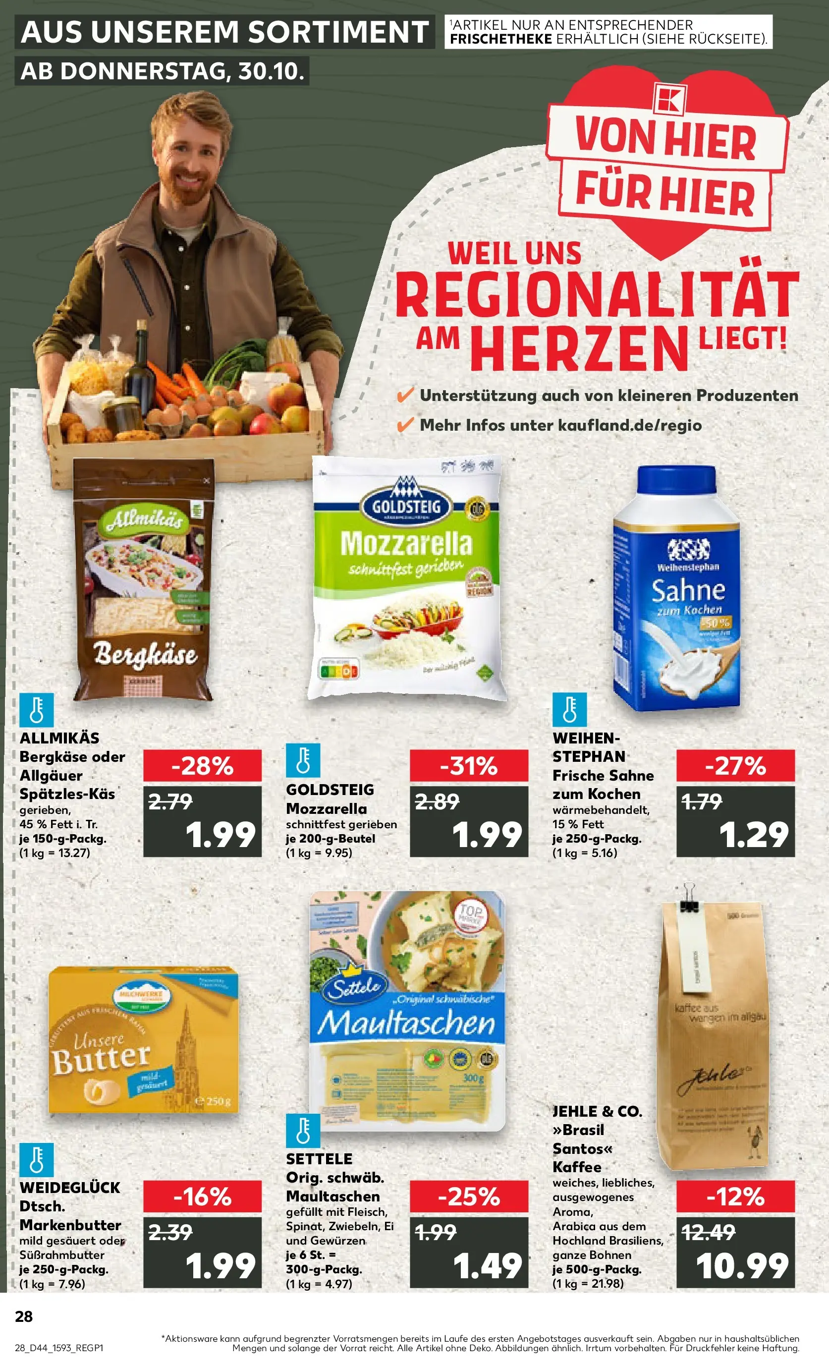 Prospekt Kaufland ab 03.11.2025 » Angebote und Werbung Online | Seite: 28 | Produkte: Butter, Kaffee, Maultaschen, Sahne Prospekt Kaufland ab 03.11.2025 » Angebote Online zum Blättern | Seite: 28 | Produkte: Butter, Kaffee, Maultaschen, Sahne