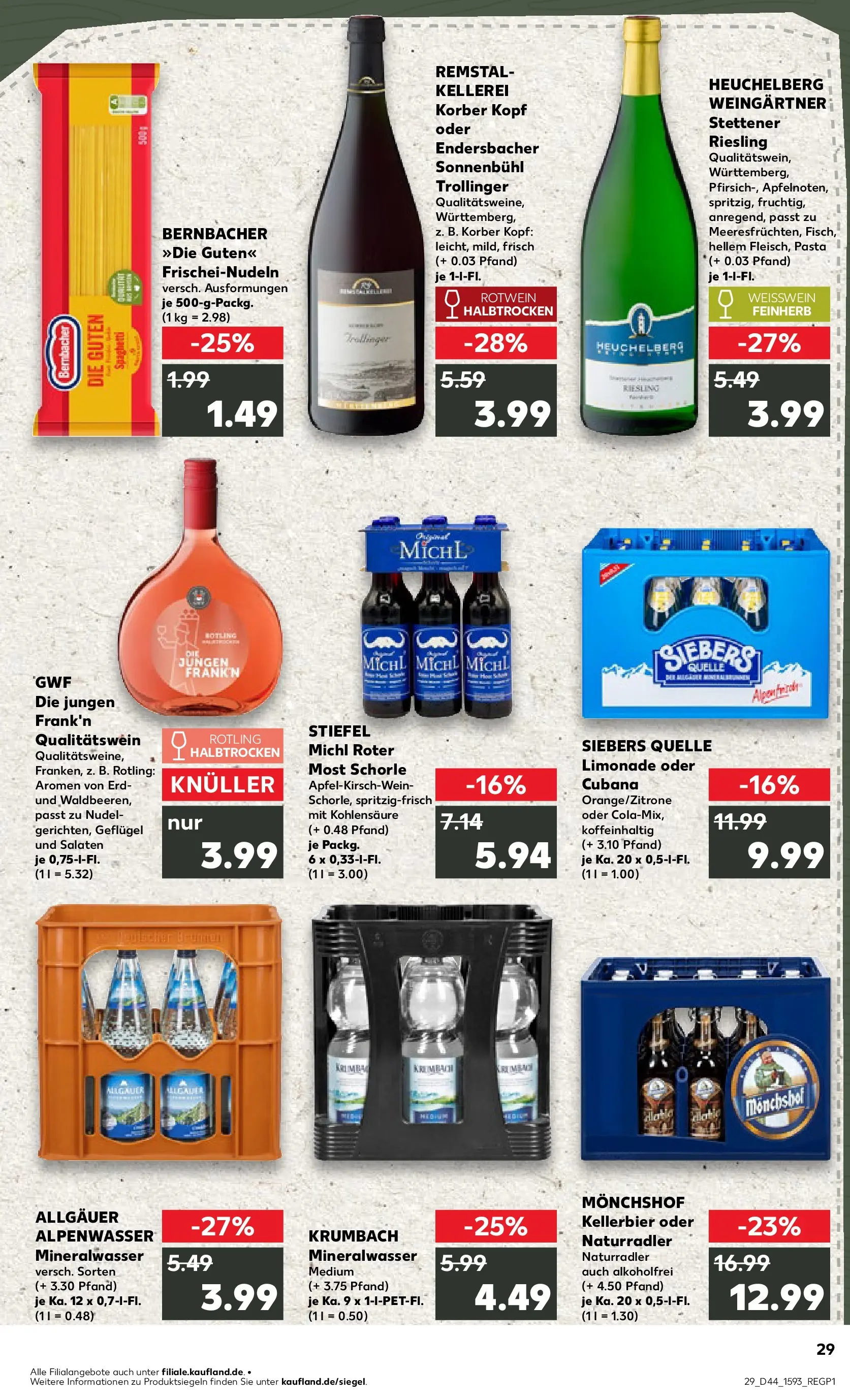 Prospekt Kaufland ab 03.11.2025 » Angebote und Werbung Online | Seite: 29 | Produkte: Monchshof, Weißwein, Rotwein, Mineralwasser Prospekt Kaufland ab 03.11.2025 » Angebote Online zum Blättern | Seite: 29 | Produkte: Monchshof, Weißwein, Rotwein, Mineralwasser