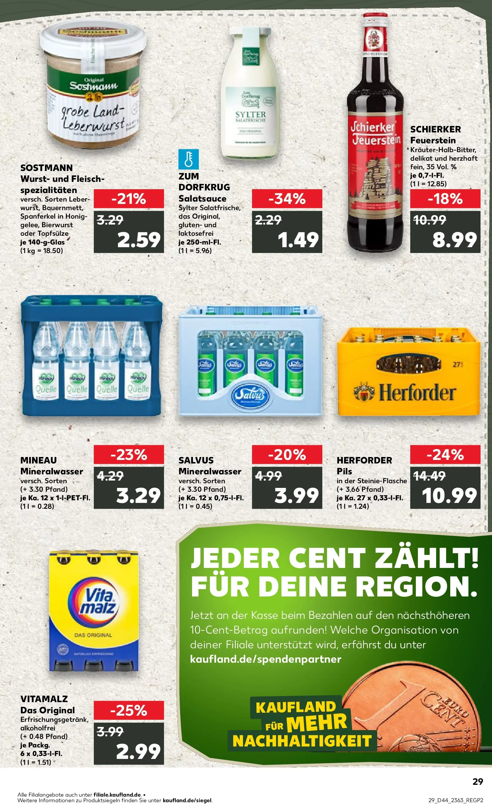 Prospekt Kaufland ab 03.11.2025 » Angebote Online zum Blättern | Seite: 29 | Produkte: Pils, Mineralwasser, Wurst, Fleisch