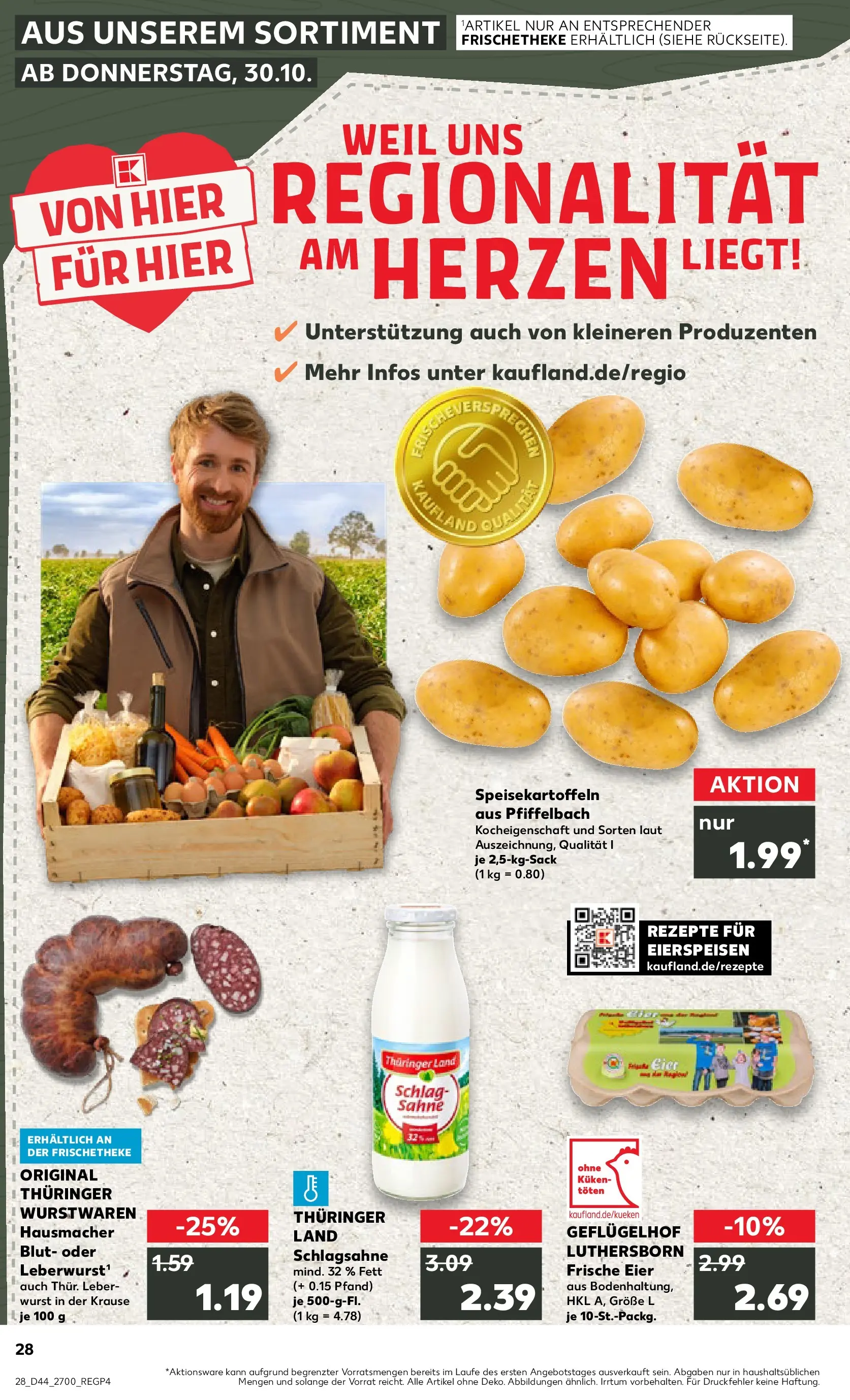 Prospekt Kaufland ab 03.11.2025 » Angebote Online zum Blättern | Seite: 28 | Produkte: Schlagsahne, Eier, Wurst, Sahne