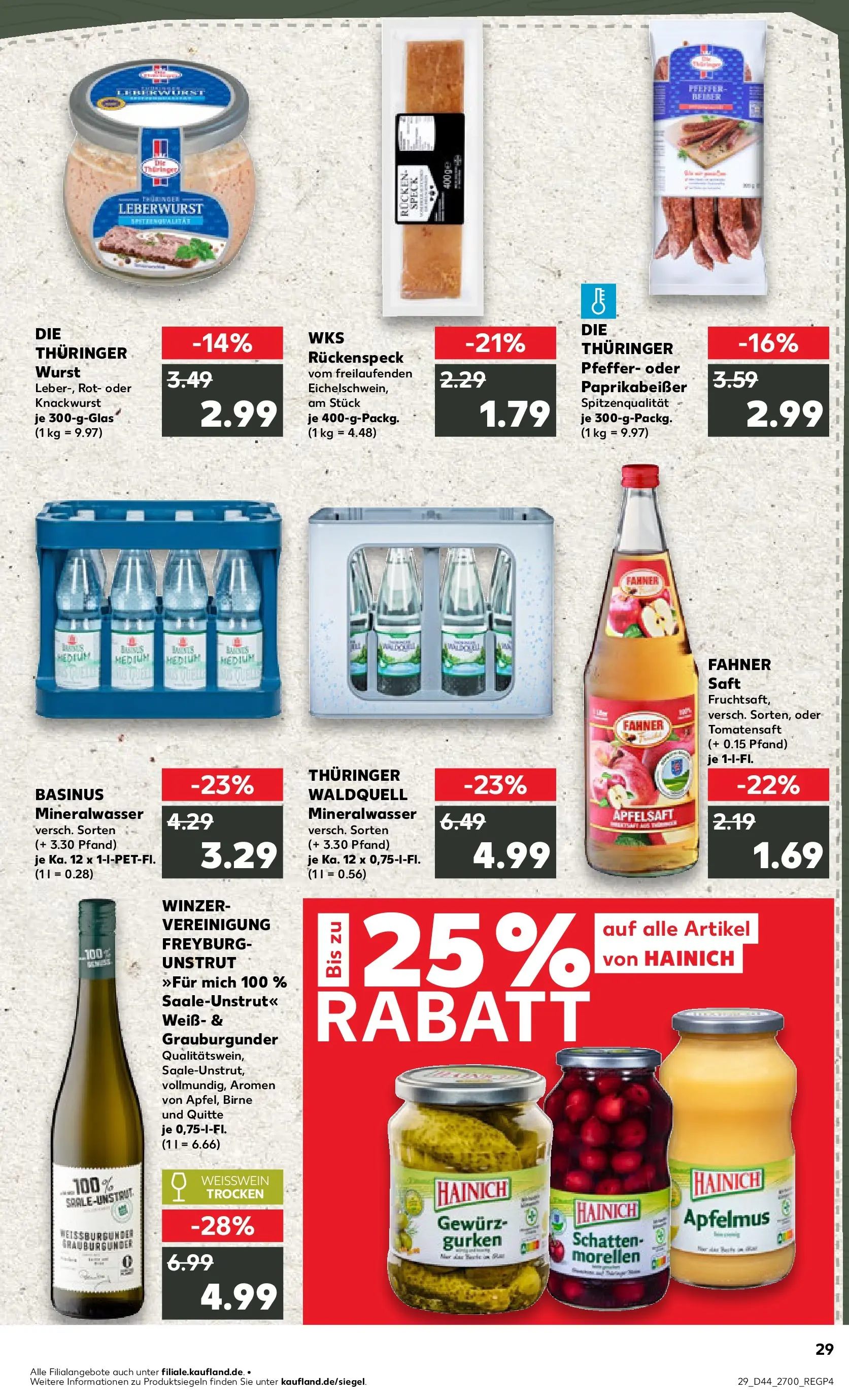 Prospekt Kaufland ab 03.11.2025 » Angebote Online zum Blättern | Seite: 29 | Produkte: Pfeffer, Wurst, Fruchtsaft, Gurken