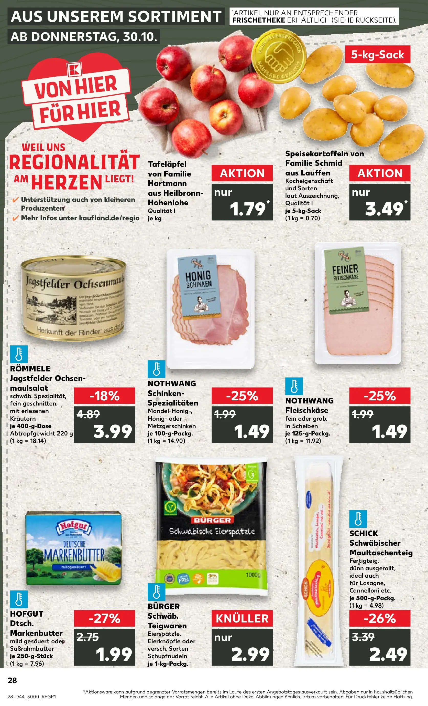 Prospekt Kaufland ab 03.11.2025 » Angebote Online zum Blättern | Seite: 28 | Produkte: Butter, Burger, Pasta, Schinken