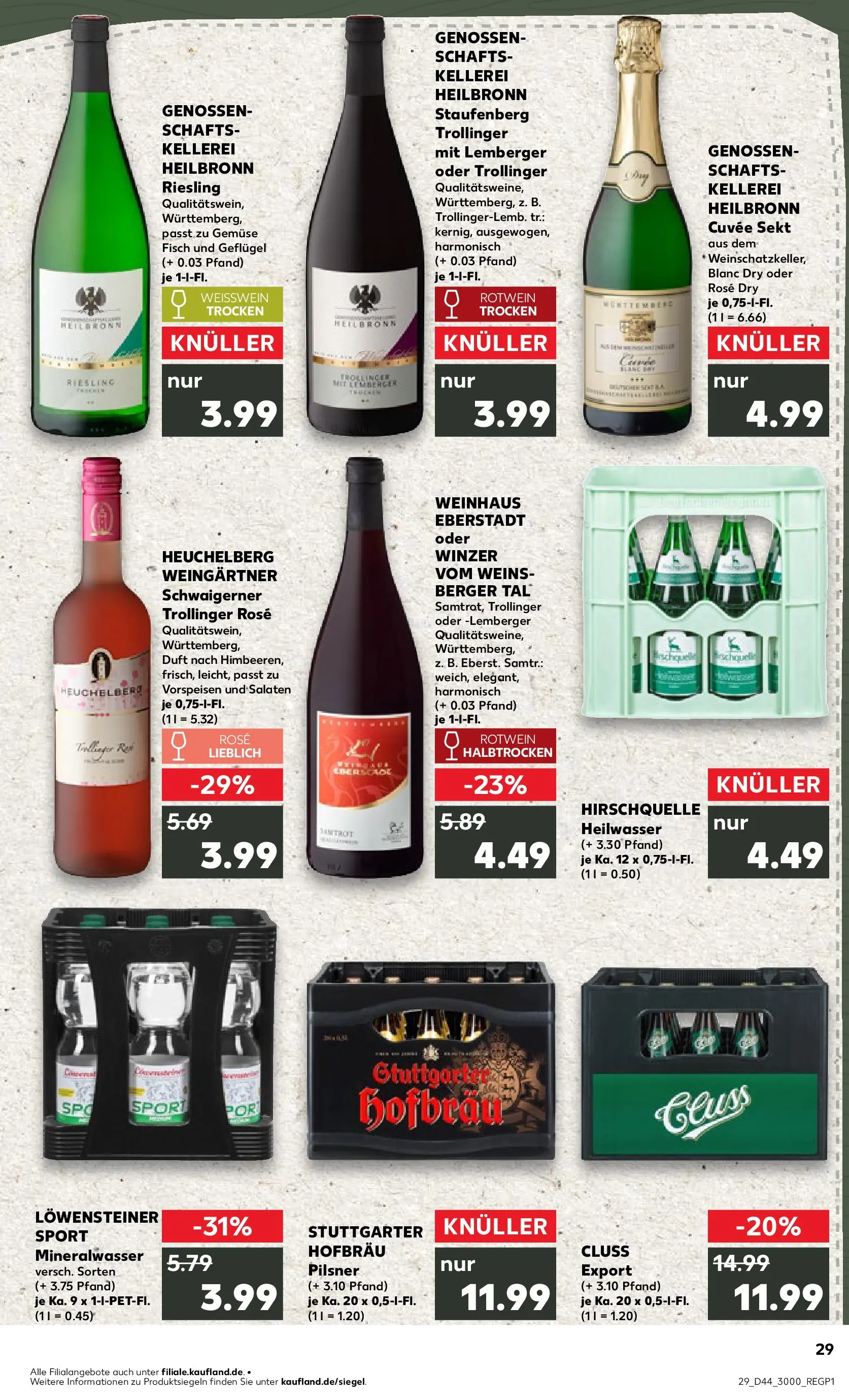 Prospekt Kaufland ab 03.11.2025 » Angebote Online zum Blättern | Seite: 29 | Produkte: Weißwein, Rotwein, Sekt, Fisch