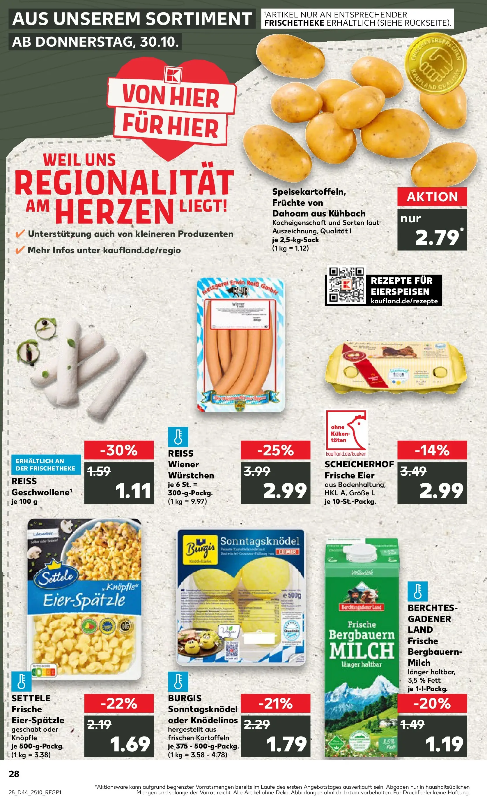 Prospekt Kaufland ab 03.11.2025 » Angebote Online zum Blättern | Seite: 28 | Produkte: Wiener wurstchen, Milch, Kartoffeln, Pasta