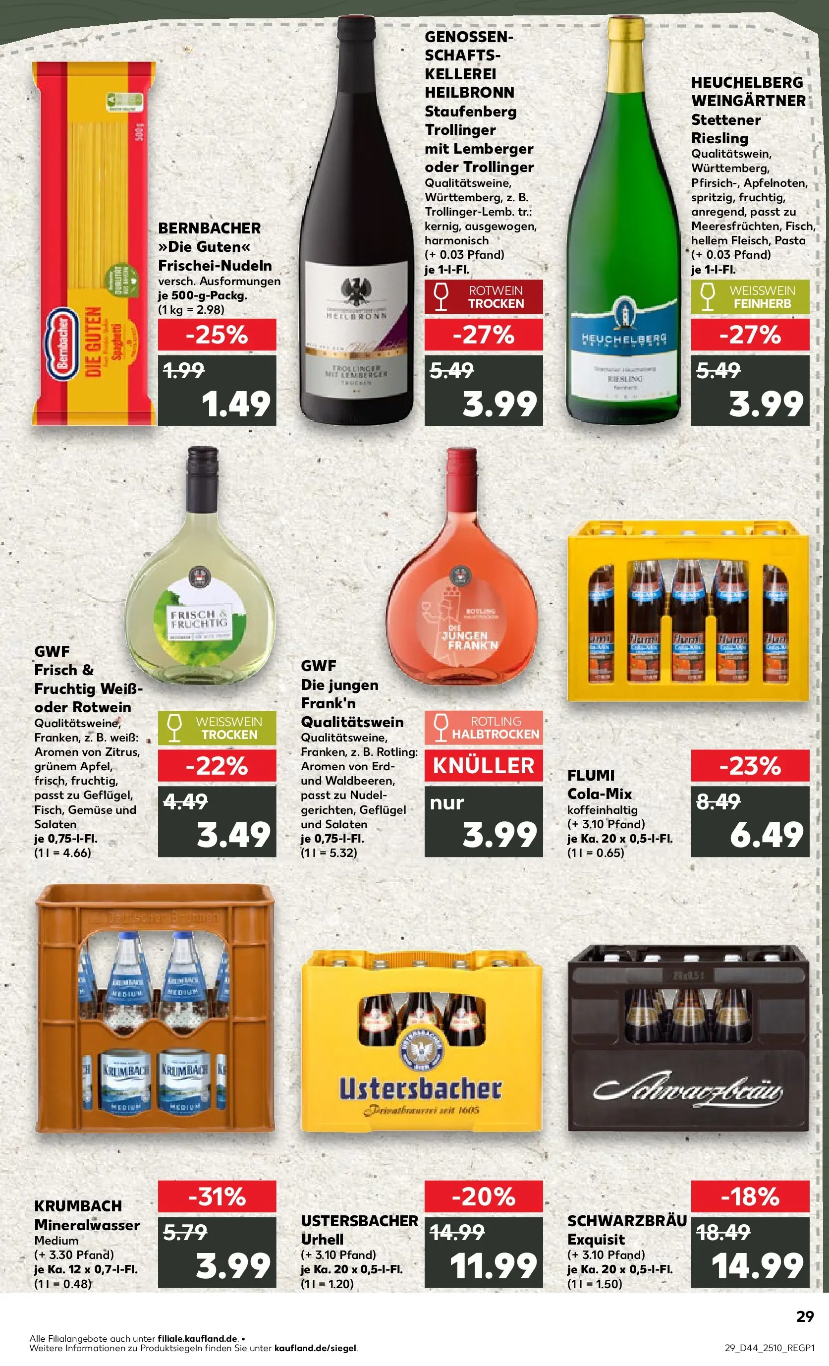 Prospekt Kaufland ab 03.11.2025 » Angebote Online zum Blättern | Seite: 29 | Produkte: Cola, Weißwein, Rotwein, Gemüse