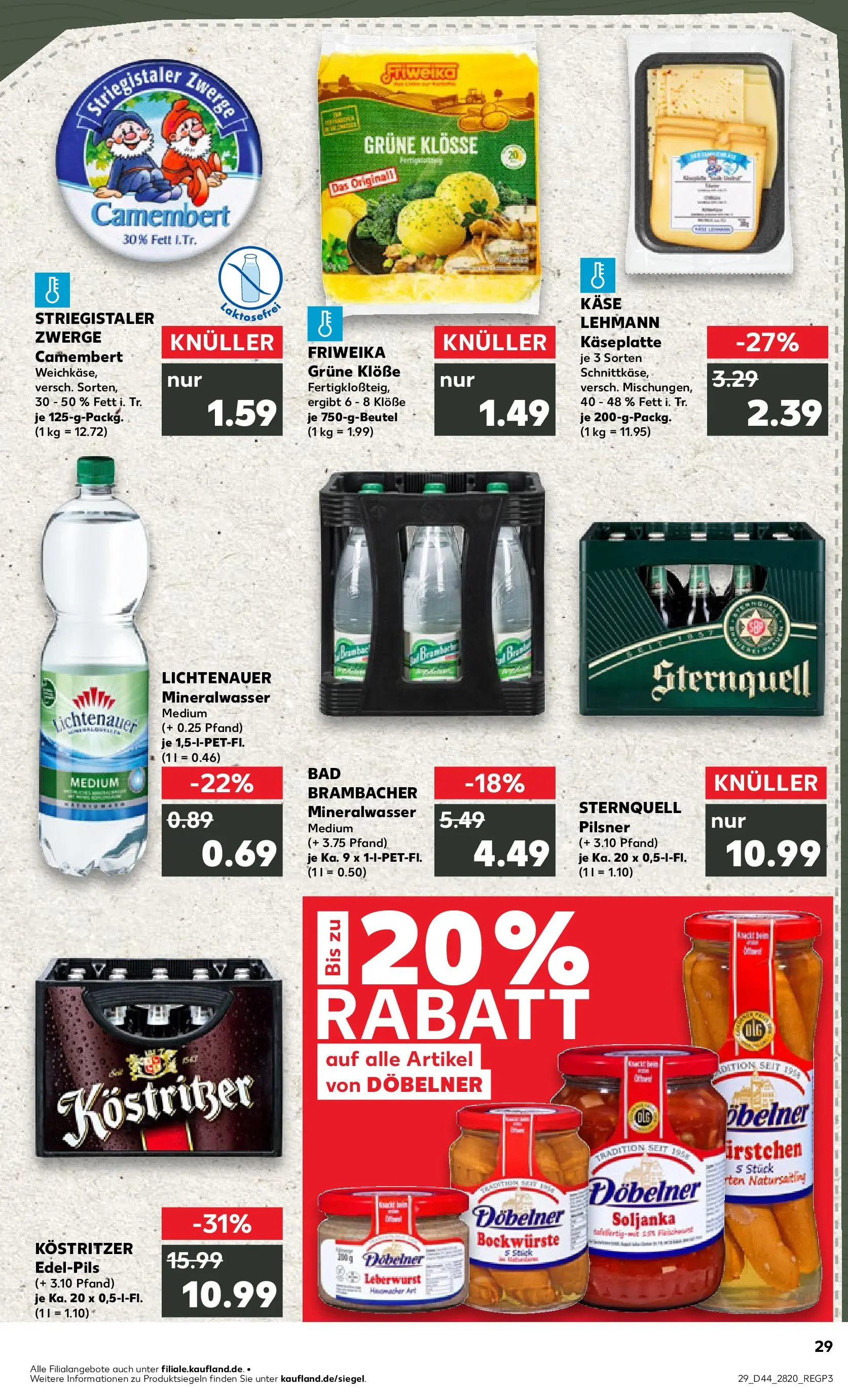 Prospekt Kaufland ab 03.11.2025 » Angebote Online zum Blättern | Seite: 29 | Produkte: Käse, Kostritzer, Bad, Mineralwasser