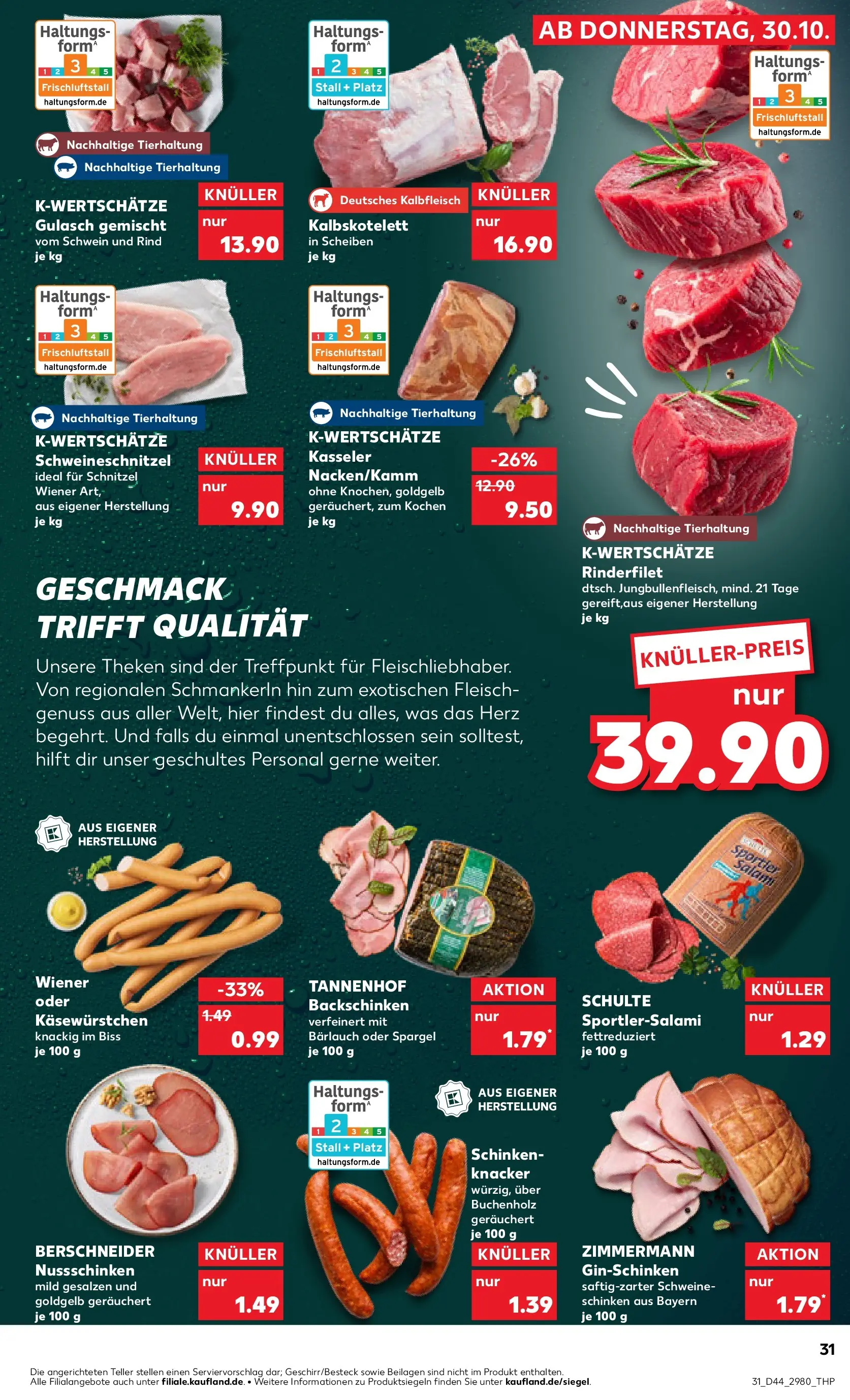 Prospekt Kaufland ab 03.11.2025 » Angebote und Werbung Online | Seite: 31 | Produkte: Rinderfilet, Schnitzel, Salami, Fleisch Prospekt Kaufland ab 03.11.2025 » Angebote Online zum Blättern | Seite: 31 | Produkte: Rinderfilet, Schnitzel, Salami, Fleisch