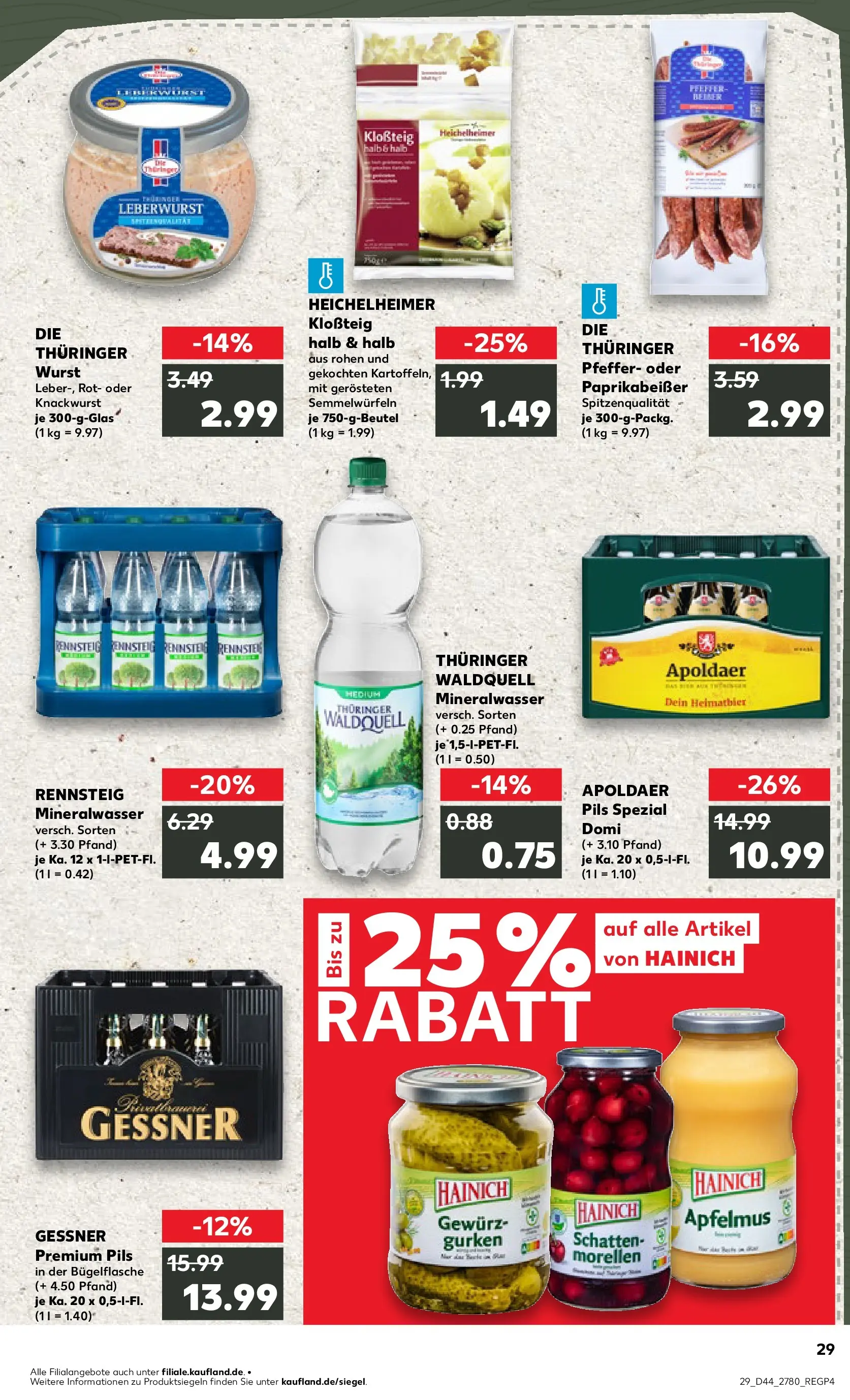 Prospekt Kaufland ab 03.11.2025 » Angebote Online zum Blättern | Seite: 29 | Produkte: Pils, Mineralwasser, Pfeffer, Gurken