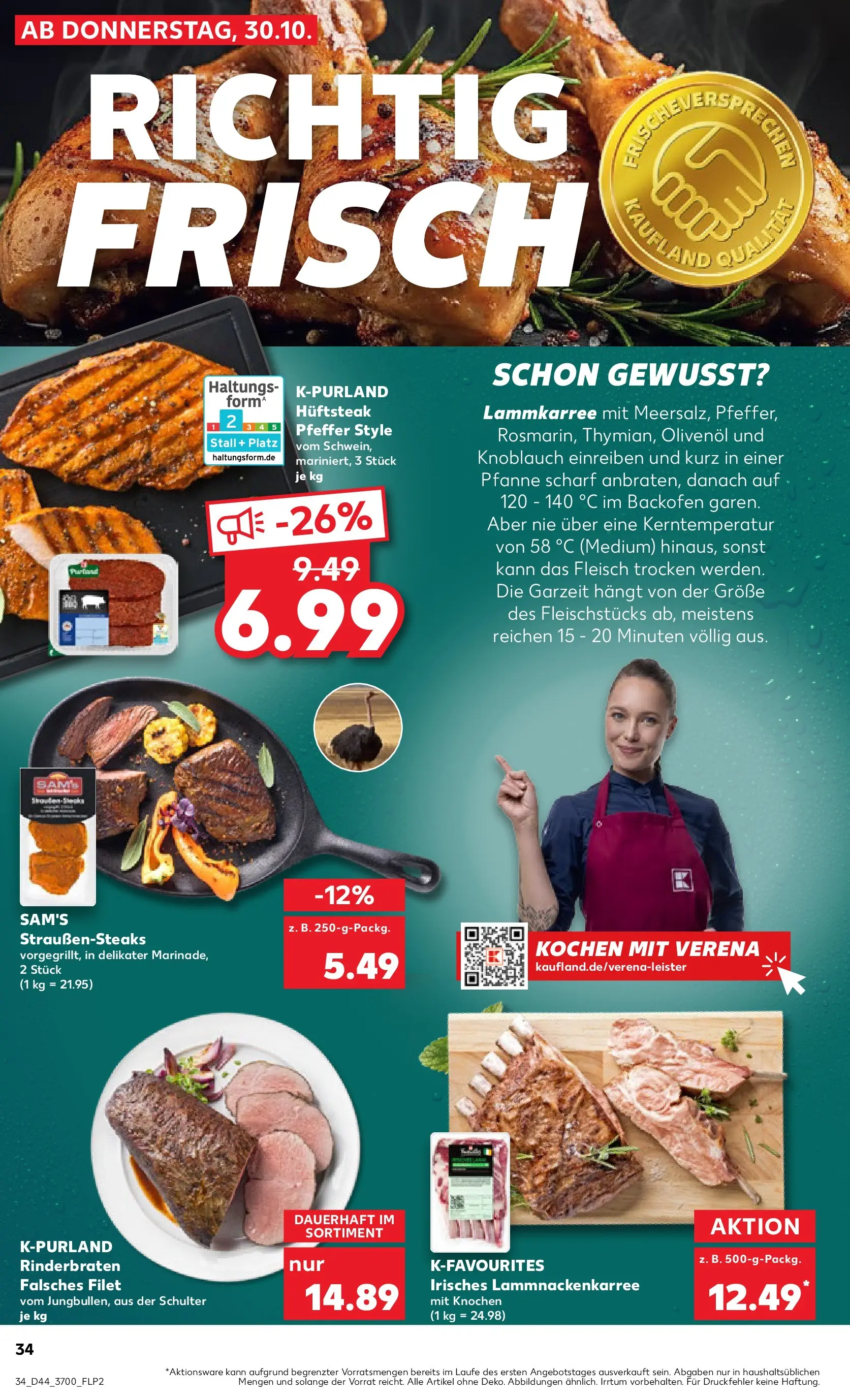 Prospekt Kaufland ab 03.11.2025 » Angebote Online zum Blättern | Seite: 34 | Produkte: Olivenol, Pfeffer, Knoblauch, Fleisch