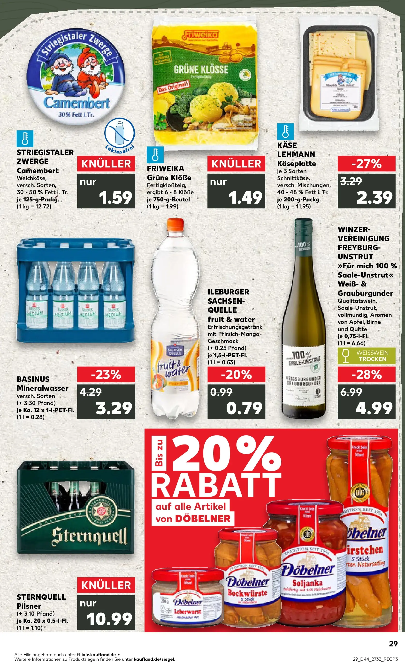 Prospekt Kaufland ab 03.11.2025 » Angebote Online zum Blättern | Seite: 29 | Produkte: Käse, Weißwein trocken, Mineralwasser, Birne