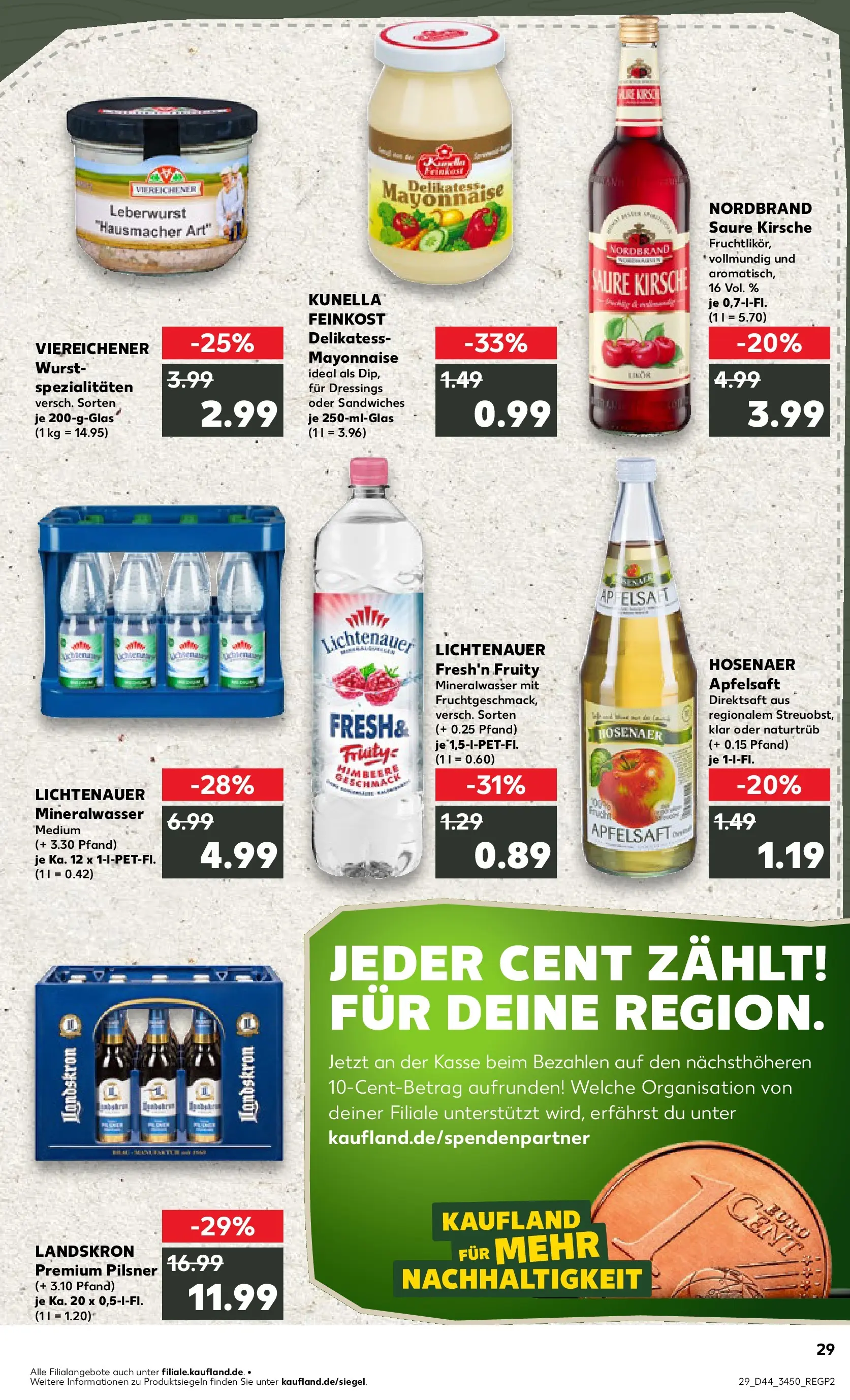 Prospekt Kaufland ab 03.11.2025 » Angebote Online zum Blättern | Seite: 29 | Produkte: Apfelsaft, Mineralwasser, Apple, Wurst