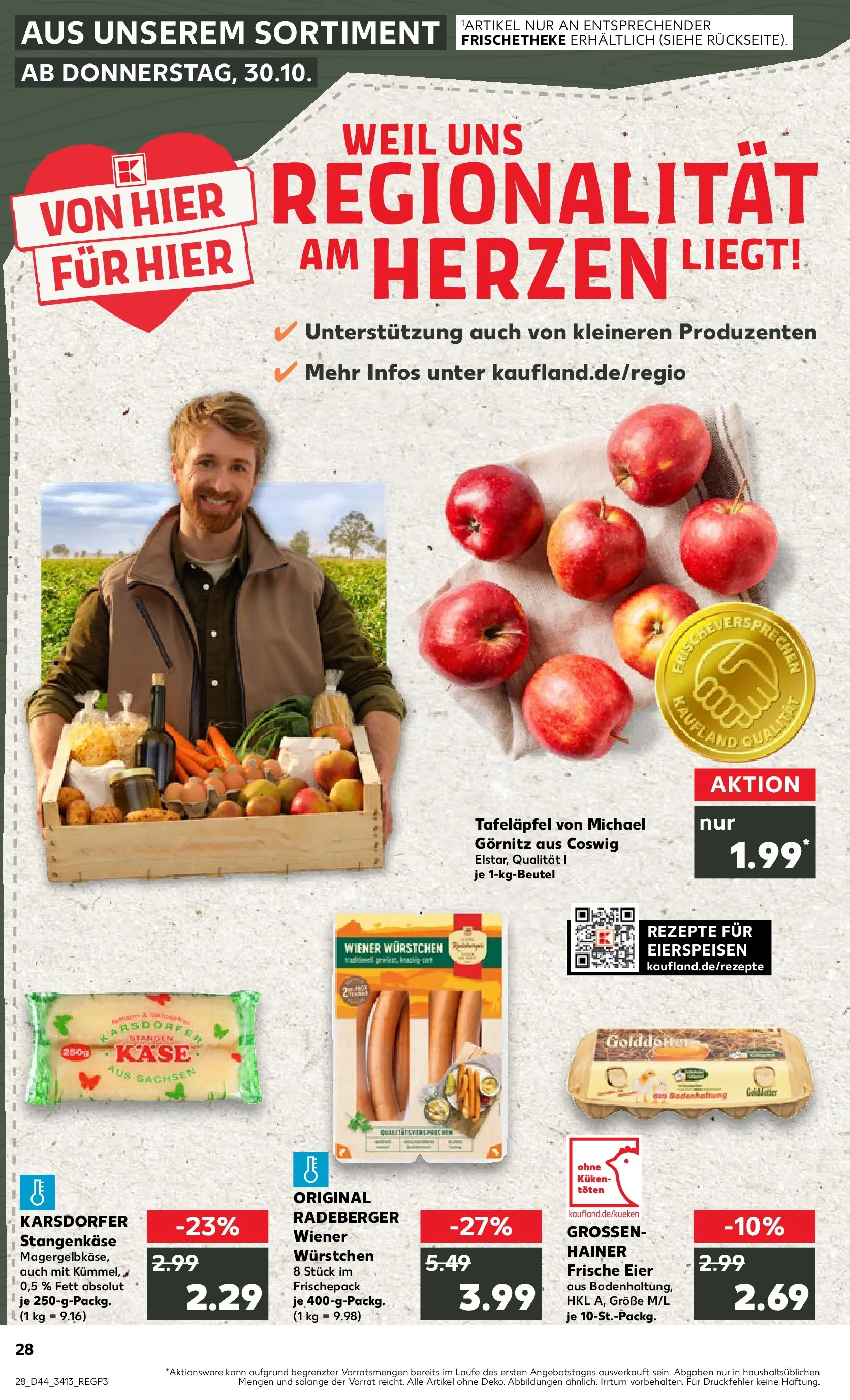 Prospekt Kaufland ab 03.11.2025 » Angebote Online zum Blättern | Seite: 28 | Produkte: Wiener wurstchen, Käse, Eier