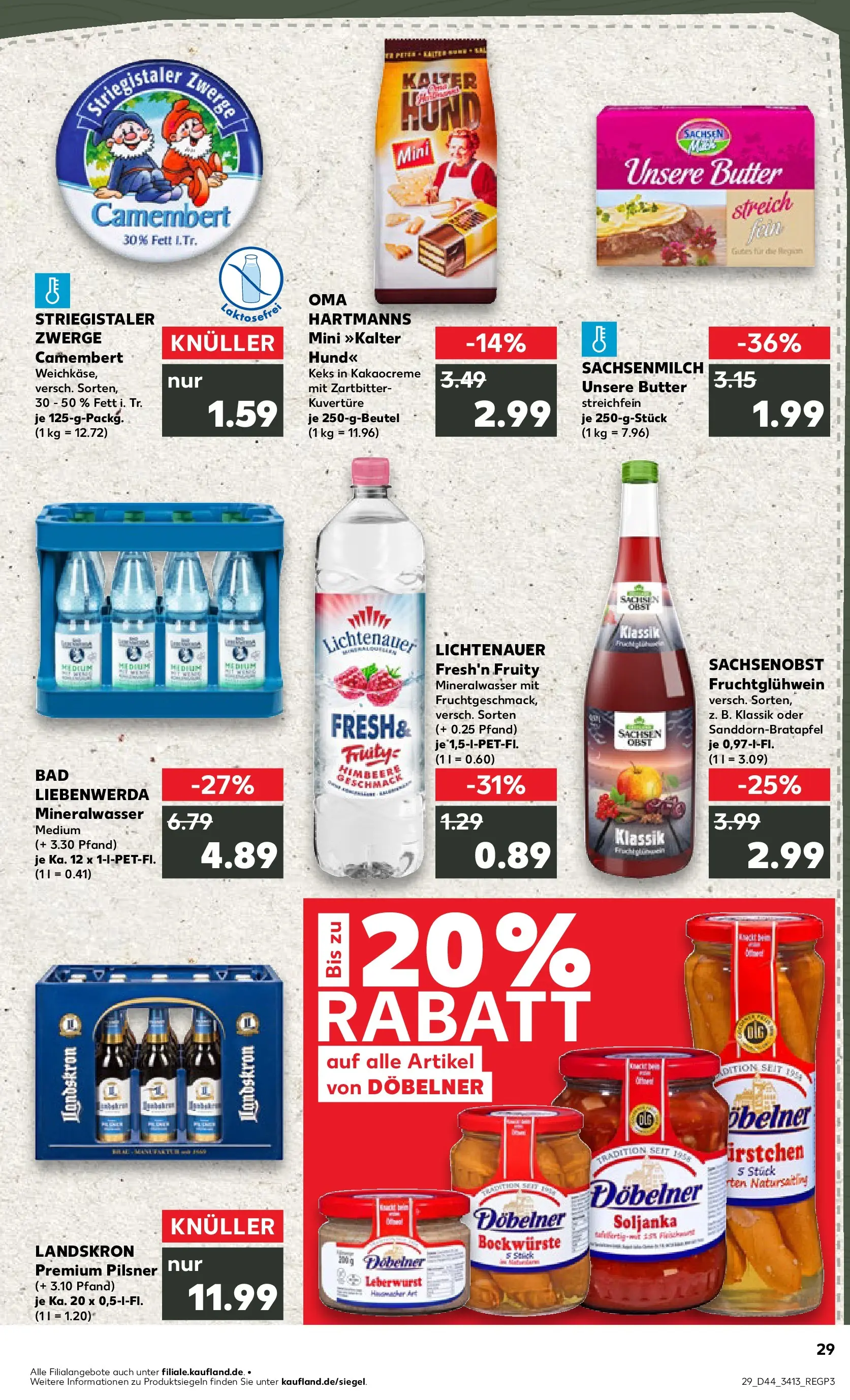 Prospekt Kaufland ab 03.11.2025 » Angebote Online zum Blättern | Seite: 29 | Produkte: Butter, Bad, Mineralwasser, Obst