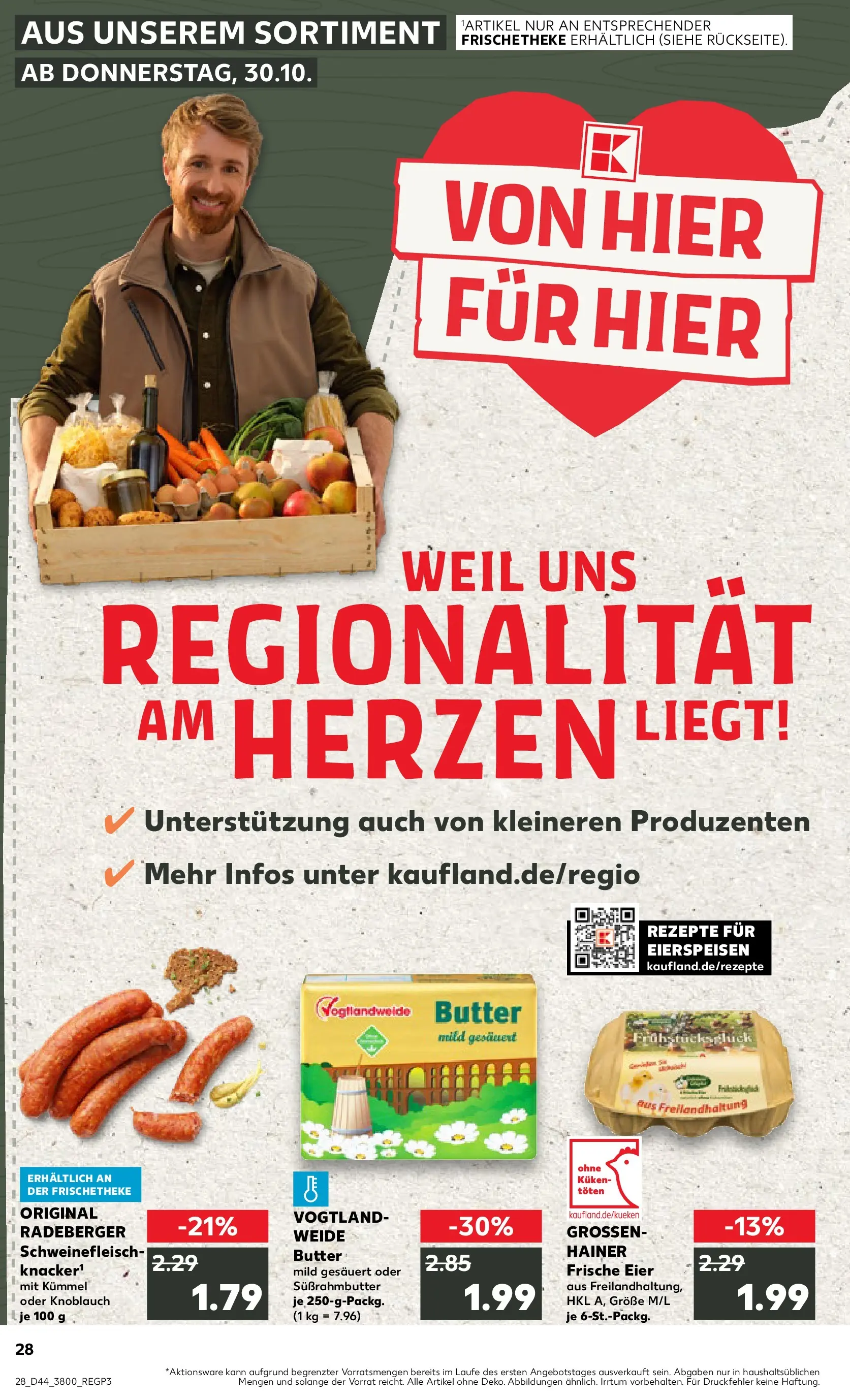 Prospekt Kaufland ab 03.11.2025 » Angebote Online zum Blättern | Seite: 28 | Produkte: Butter, Eier, Knoblauch, Schweinefleisch
