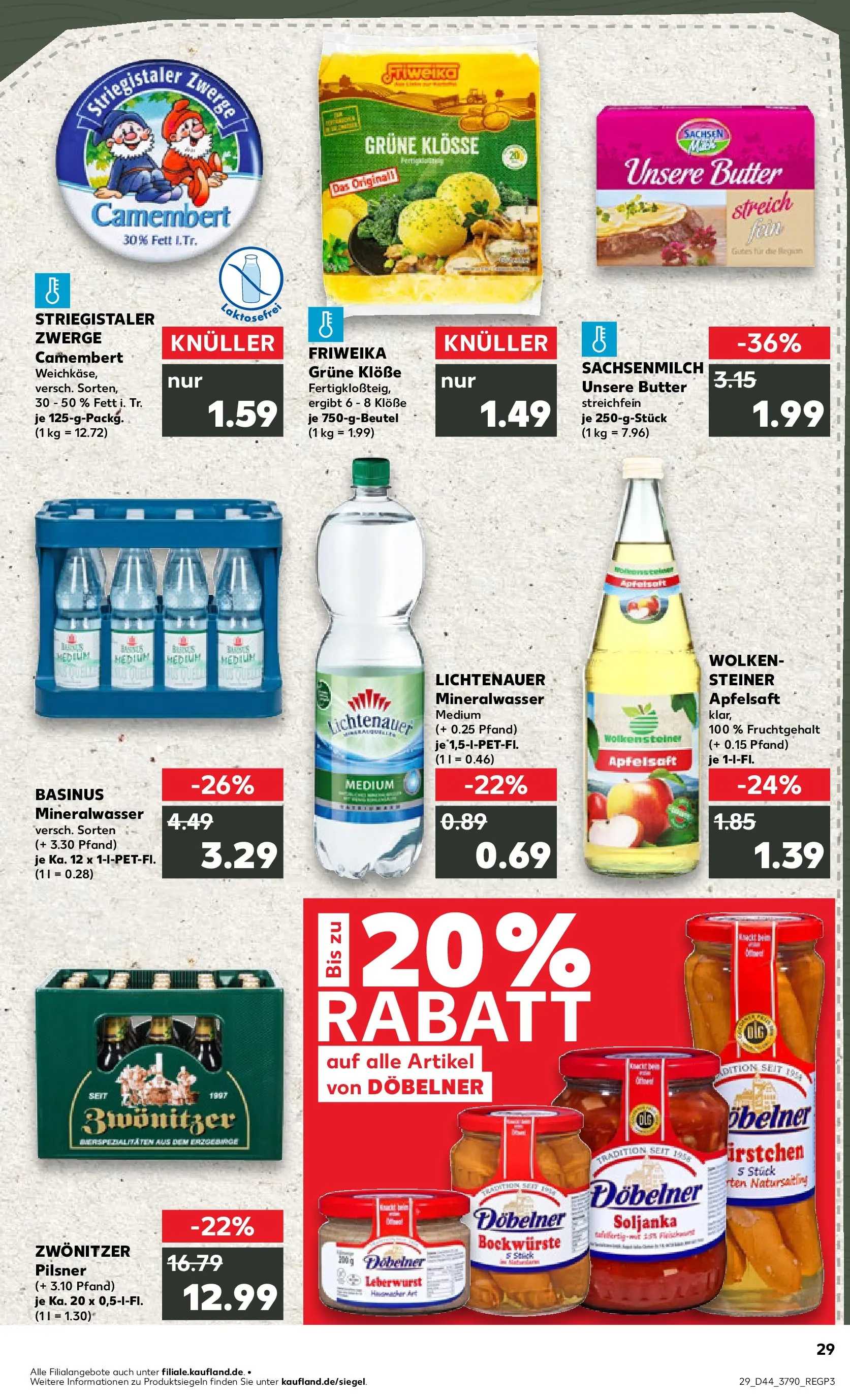 Prospekt Kaufland ab 03.11.2025 » Angebote Online zum Blättern | Seite: 29 | Produkte: Apfelsaft, Mineralwasser, Apple, Fleisch