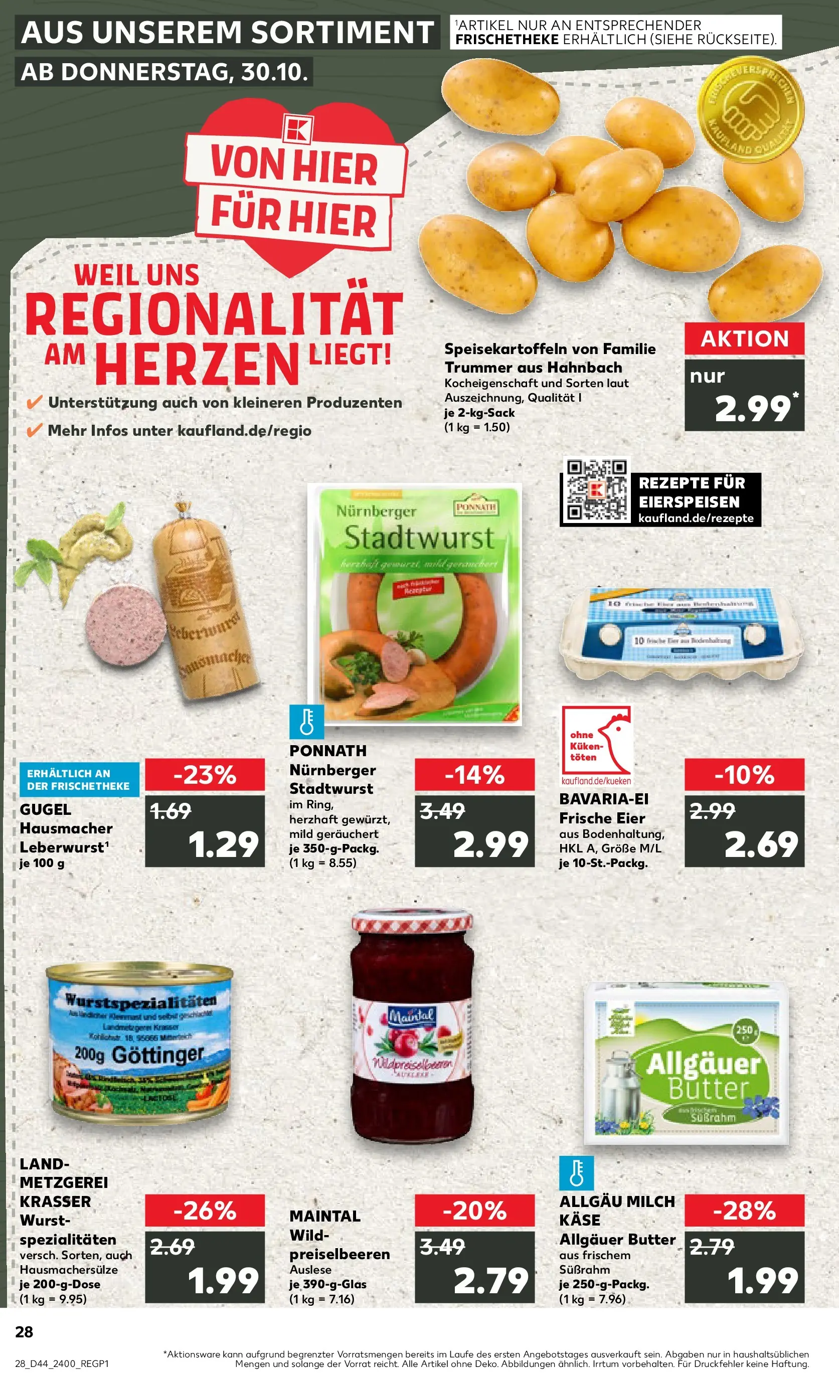 Prospekt Kaufland ab 03.11.2025 » Angebote Online zum Blättern | Seite: 28 | Produkte: Butter, Käse, Eier, Wurst