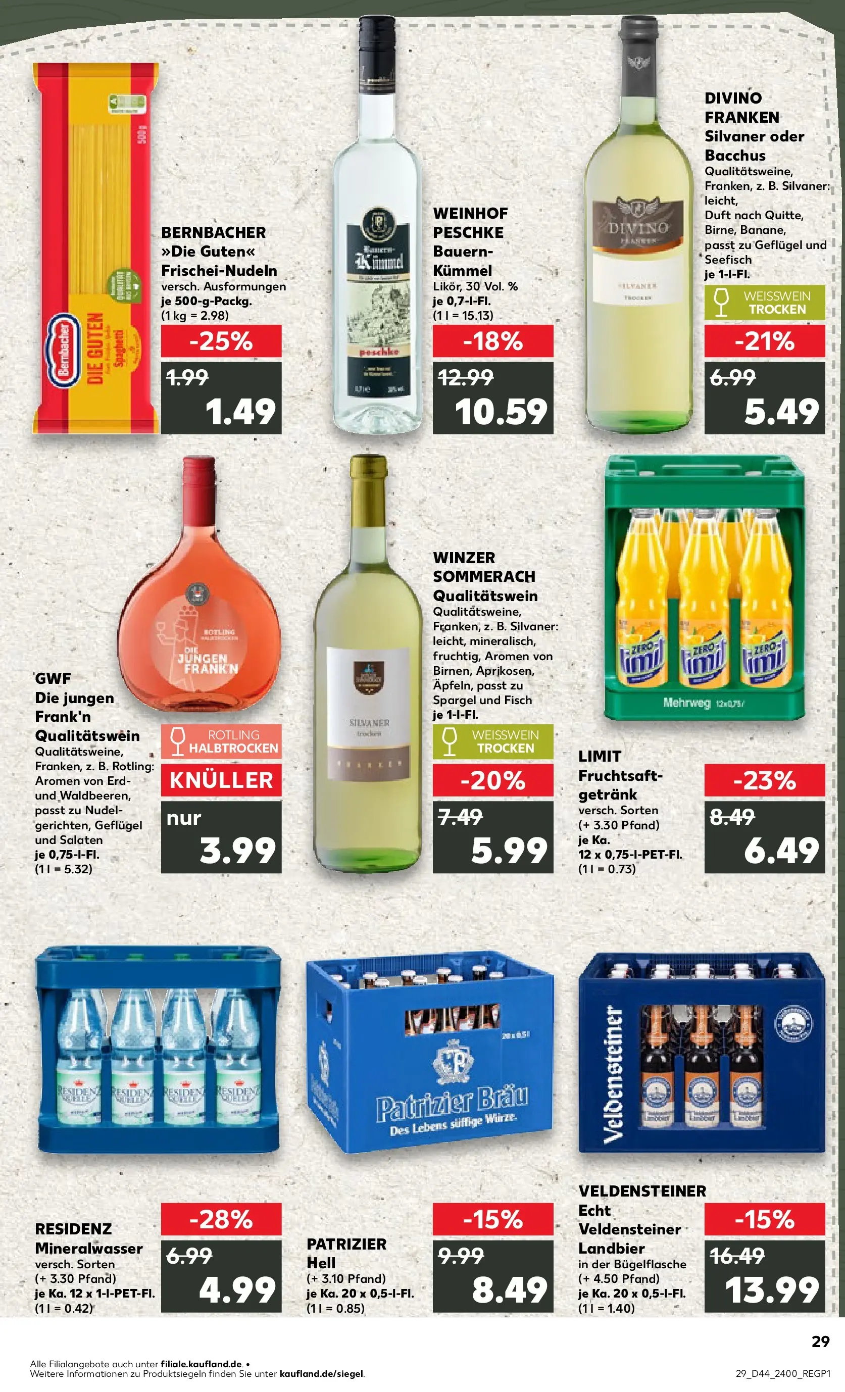 Prospekt Kaufland ab 03.11.2025 » Angebote Online zum Blättern | Seite: 29 | Produkte: Weißwein, Spargel, Mineralwasser, Fisch