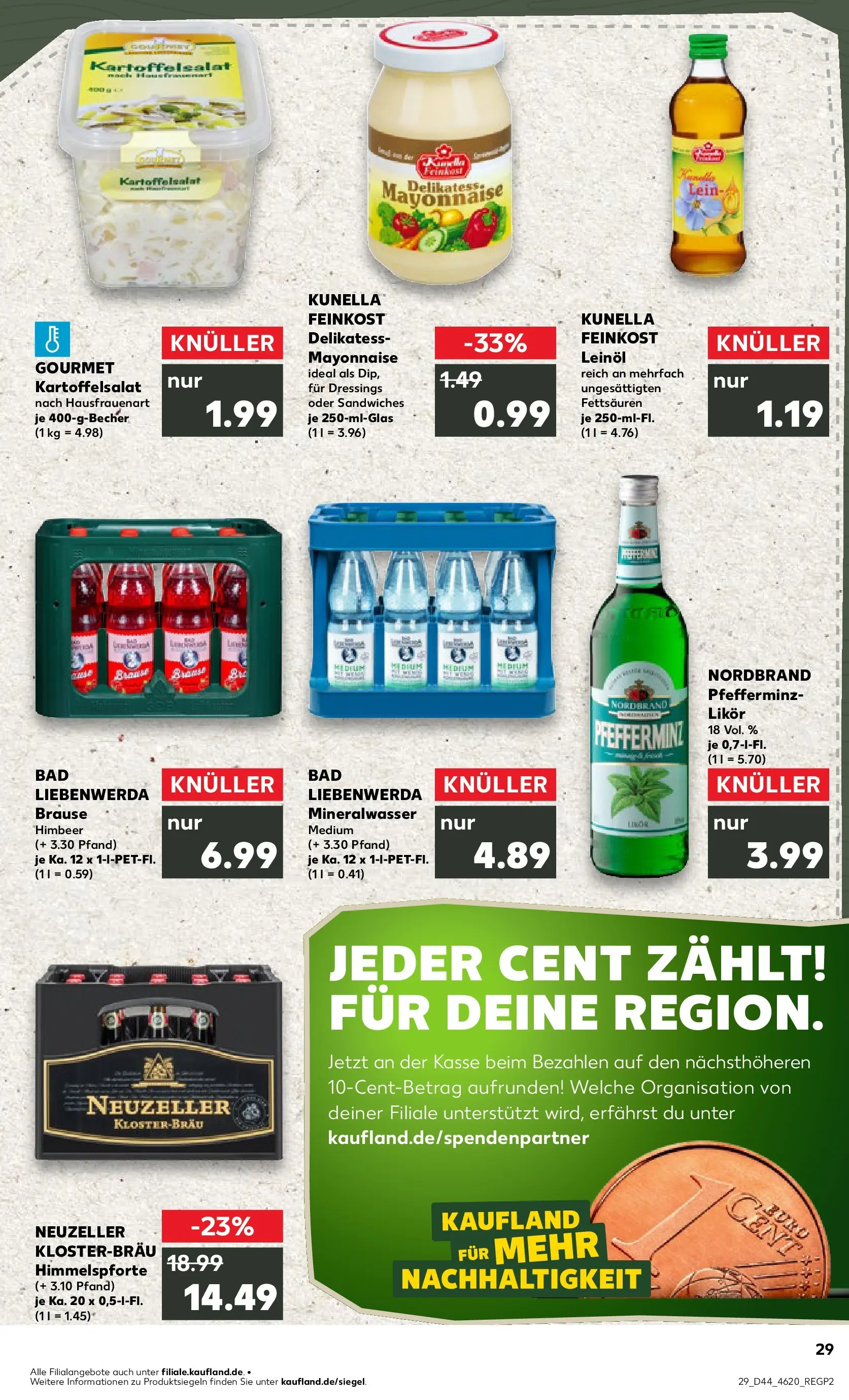 Prospekt Kaufland ab 03.11.2025 » Angebote und Werbung Online | Seite: 29 | Produkte: Leinöl, Likör, Mineralwasser, Mayonnaise Prospekt Kaufland ab 03.11.2025 » Angebote Online zum Blättern | Seite: 29 | Produkte: Leinöl, Likör, Mineralwasser, Mayonnaise