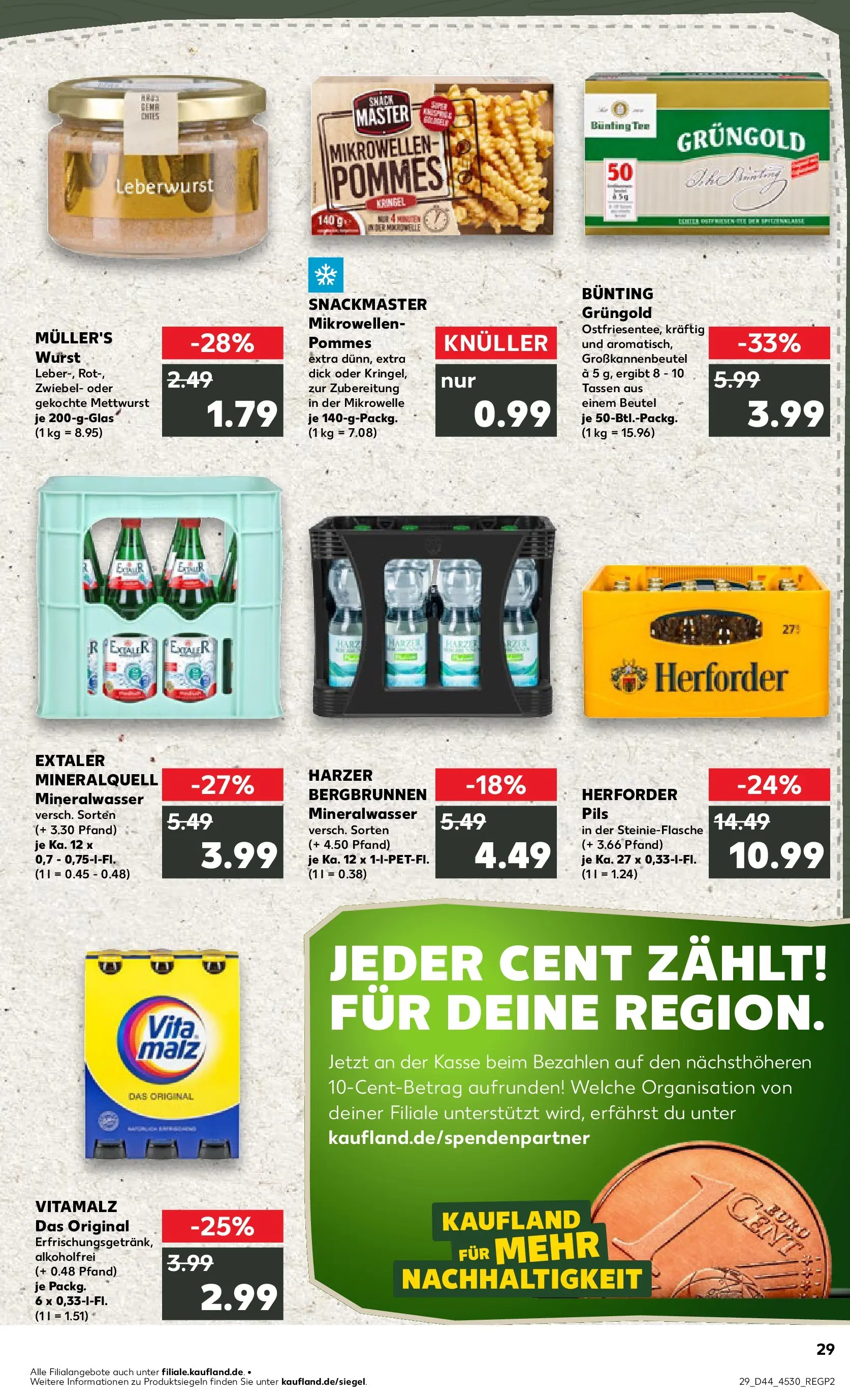 Prospekt Kaufland ab 03.11.2025 » Angebote Online zum Blättern | Seite: 29 | Produkte: Mikrowelle, Pils, Pommes, Mineralwasser