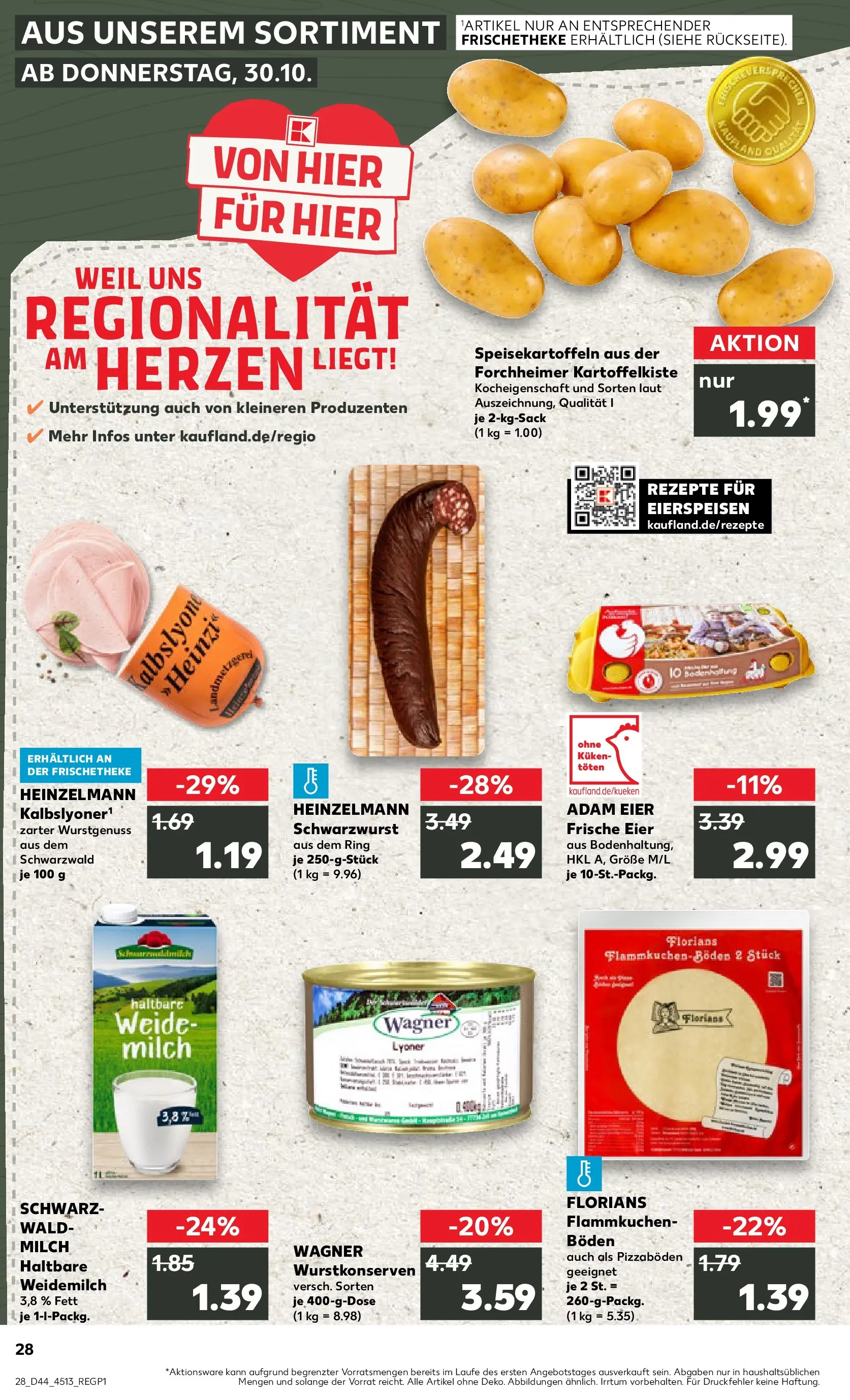 Prospekt Kaufland ab 03.11.2025 » Angebote Online zum Blättern | Seite: 28 | Produkte: Milch, Eier, Pudding, Pizza