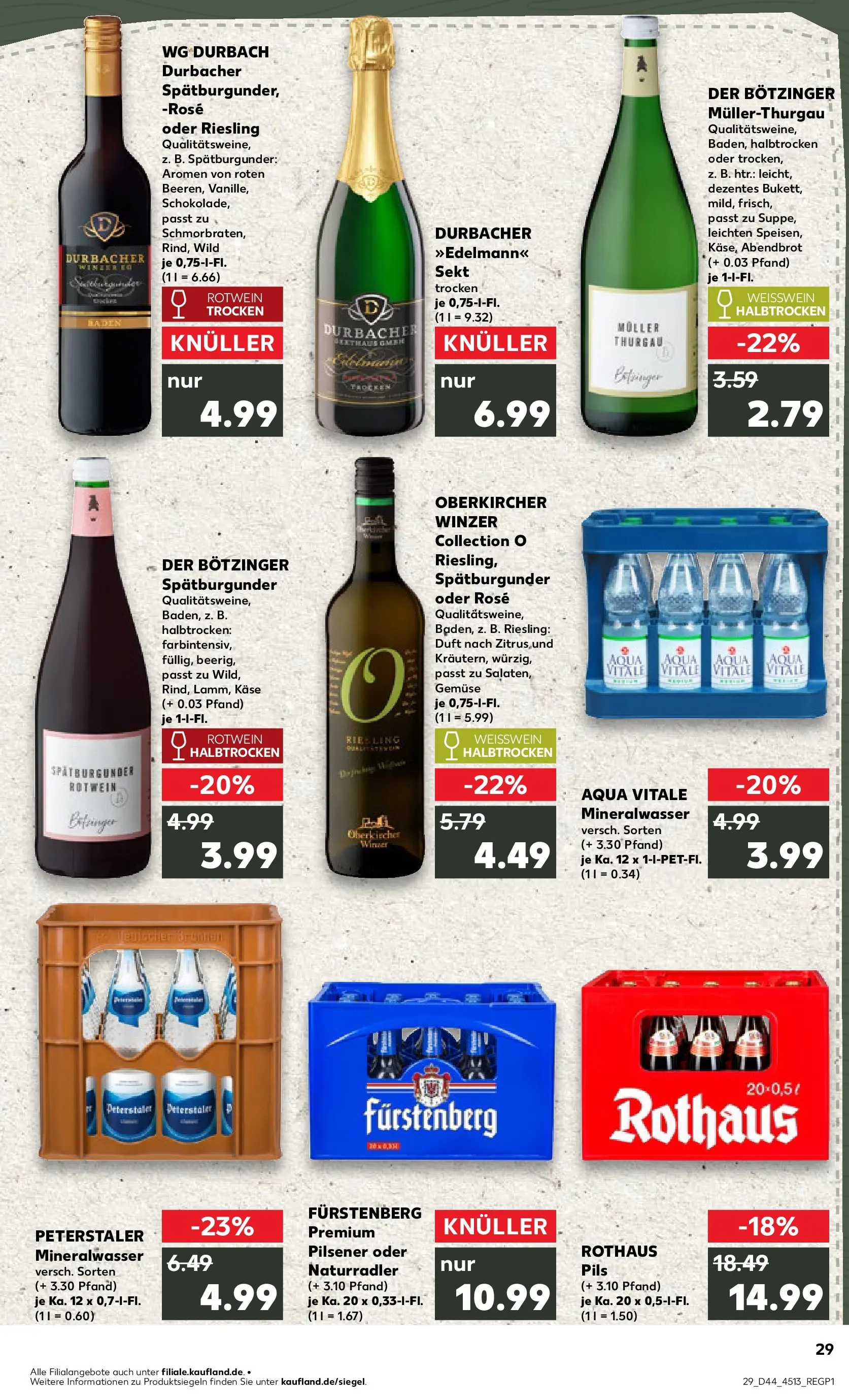 Prospekt Kaufland ab 03.11.2025 » Angebote Online zum Blättern | Seite: 29 | Produkte: Rotwein, Sekt, Pils, Mineralwasser