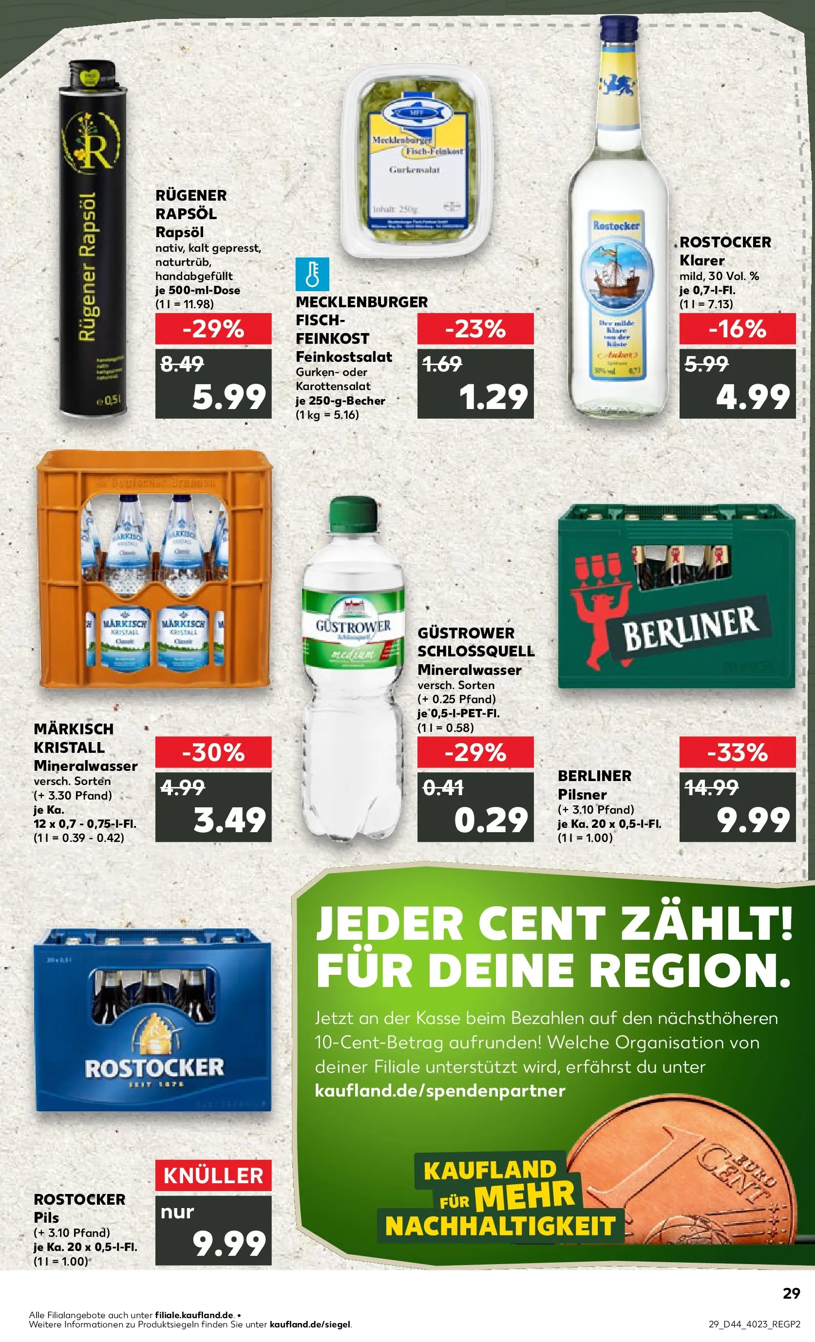Prospekt Kaufland ab 03.11.2025 » Angebote Online zum Blättern | Seite: 29 | Produkte: Rapsöl, Mineralwasser, Fisch, Berliner pilsner