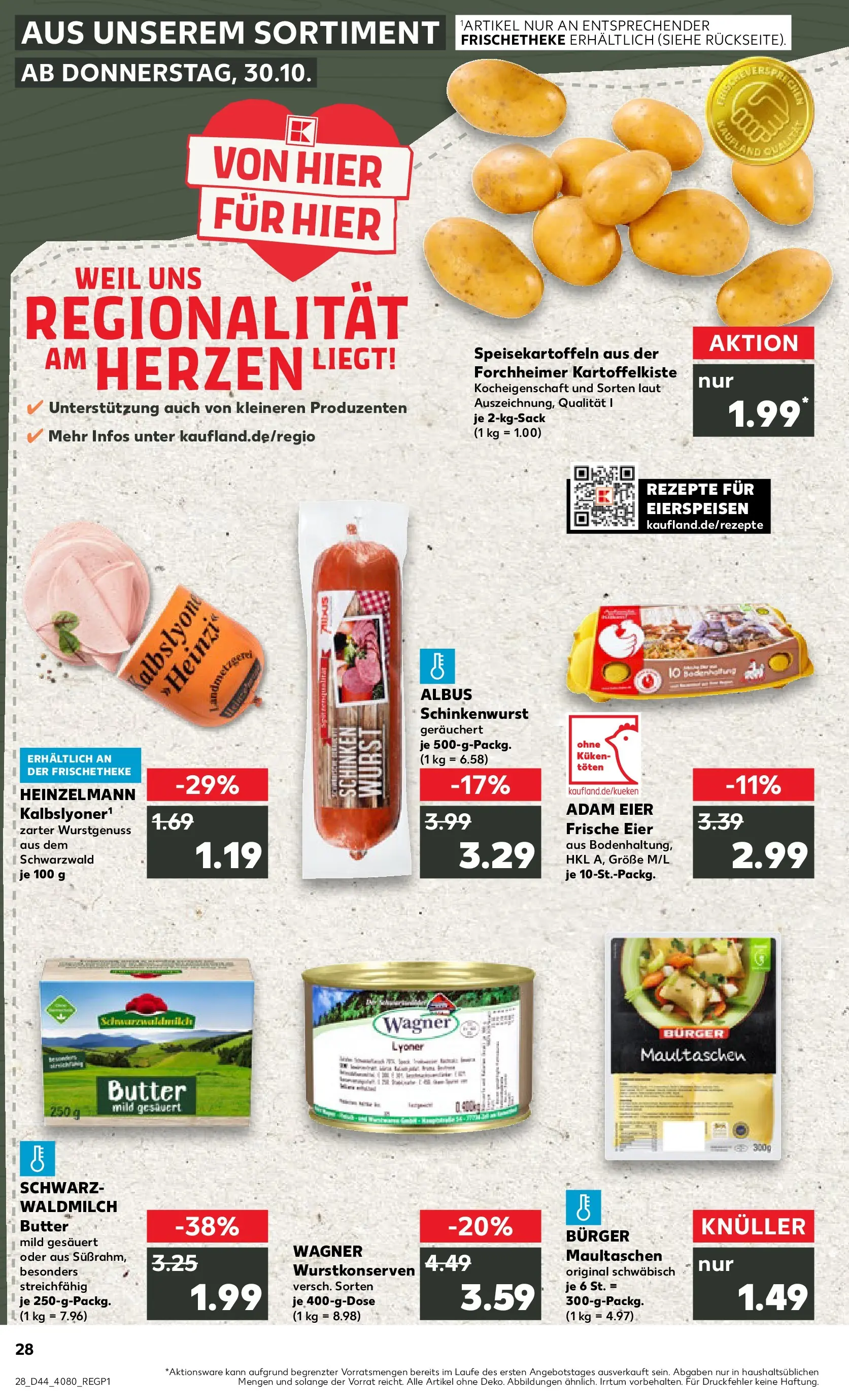 Prospekt Kaufland ab 03.11.2025 » Angebote Online zum Blättern | Seite: 28 | Produkte: Burger, Wurst, Schinken, Maultaschen