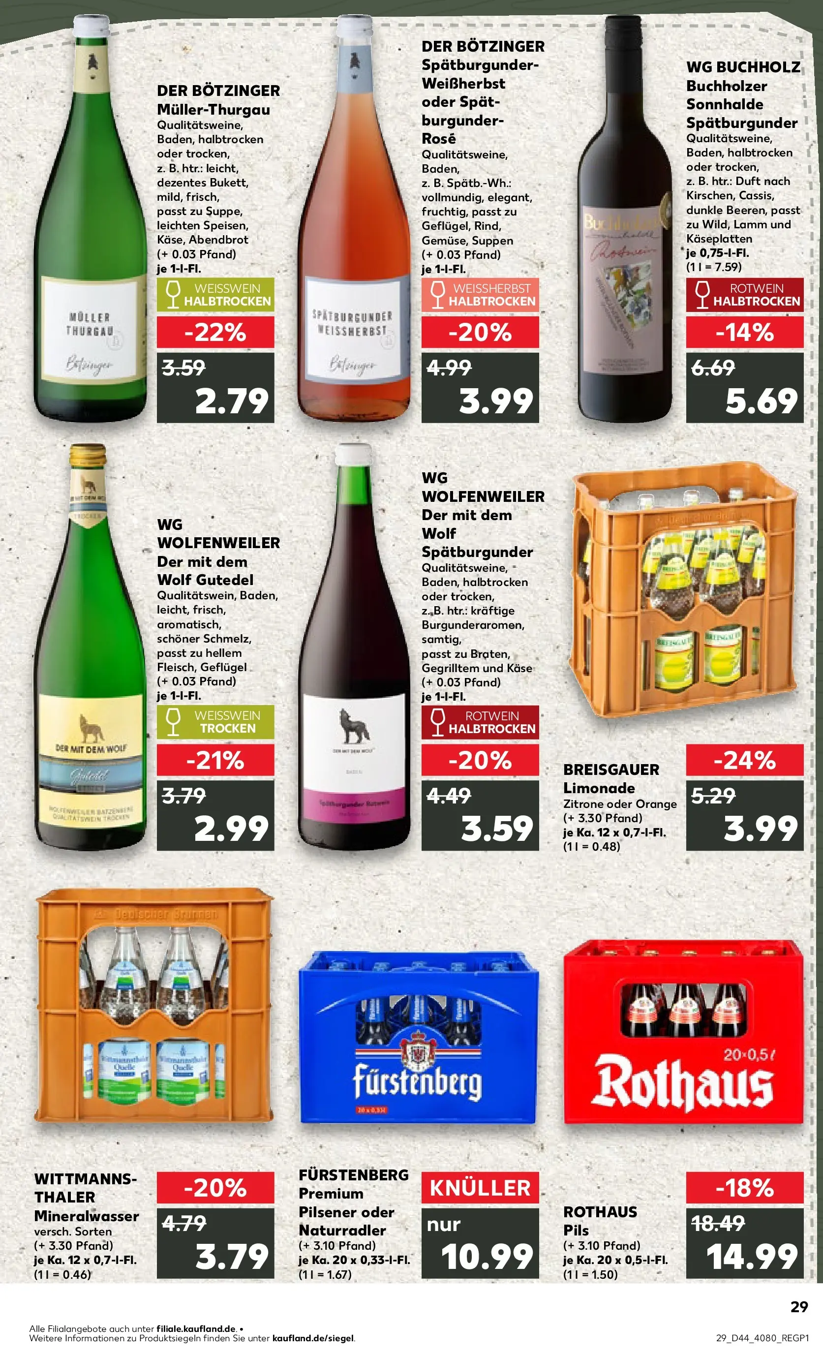 Prospekt Kaufland ab 03.11.2025 » Angebote Online zum Blättern | Seite: 29 | Produkte: Rotwein trocken, Rotwein halbtrocken, Limonade, Zitrone