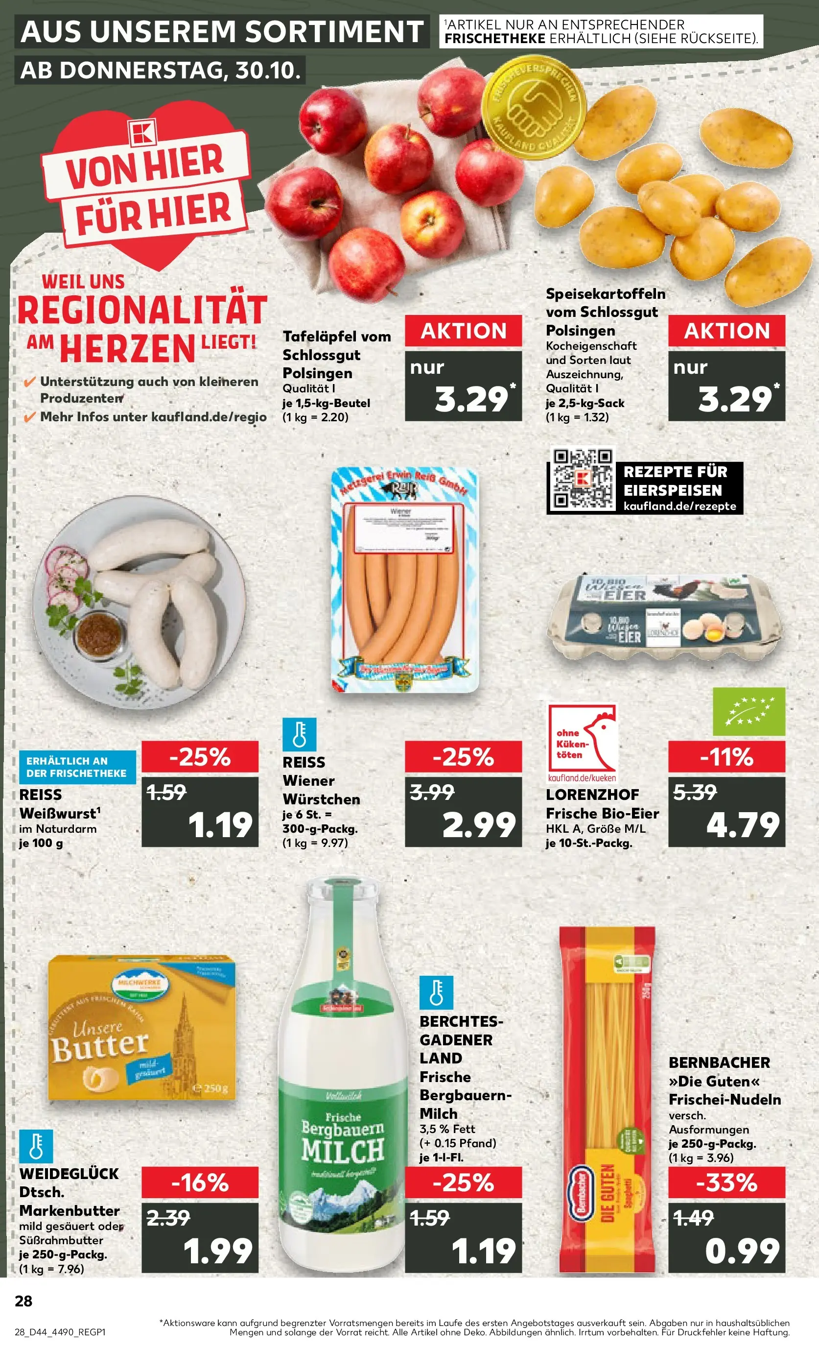 Prospekt Kaufland ab 03.11.2025 » Angebote und Werbung Online | Seite: 28 | Produkte: Wiener wurstchen, Milch, Butter, Pasta Prospekt Kaufland ab 03.11.2025 » Angebote Online zum Blättern | Seite: 28 | Produkte: Wiener wurstchen, Milch, Butter, Pasta